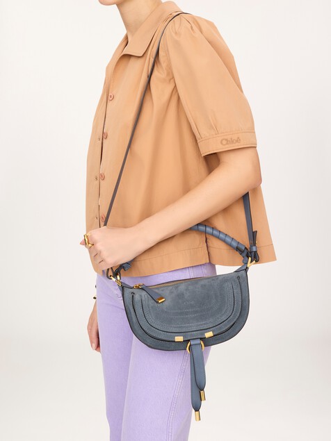 Mini Marcie shoulder bag in suede leather