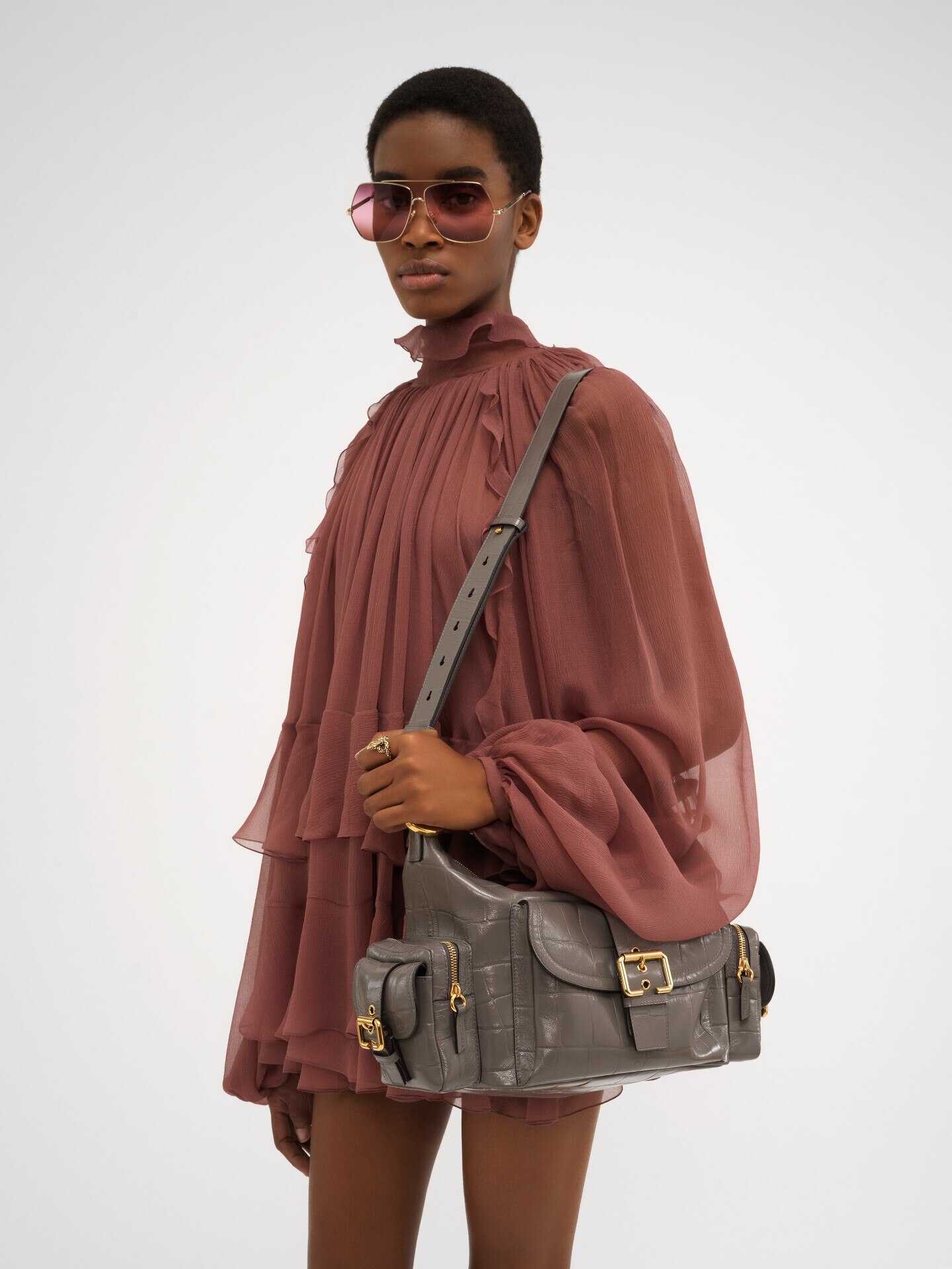 Camera bag in croco-effect leather - 3