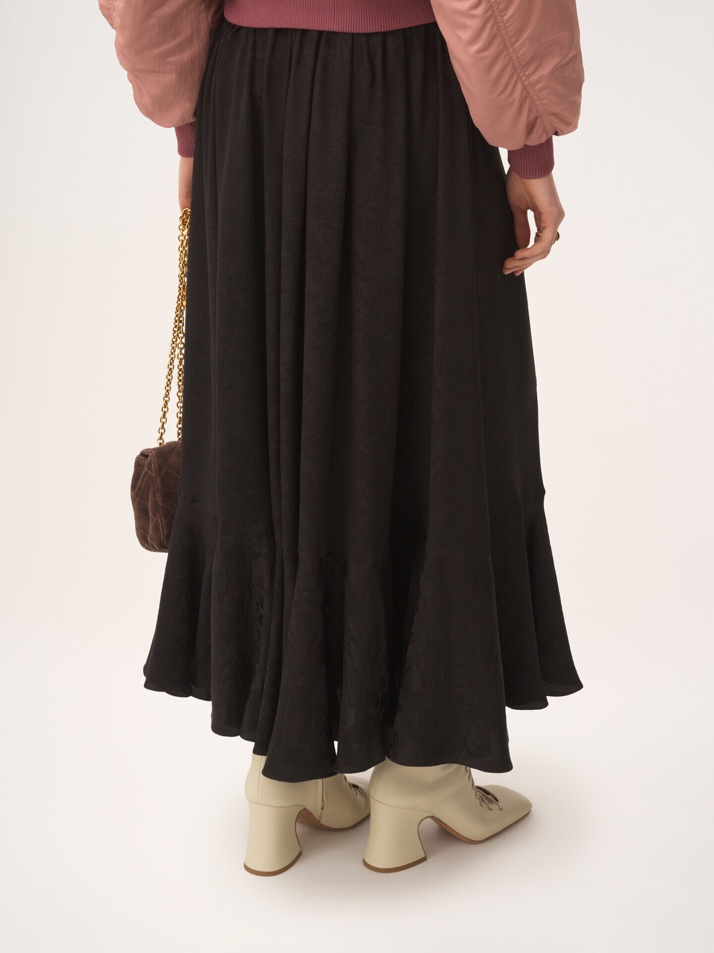 Gathered midi skirt in silk jacquard - 5