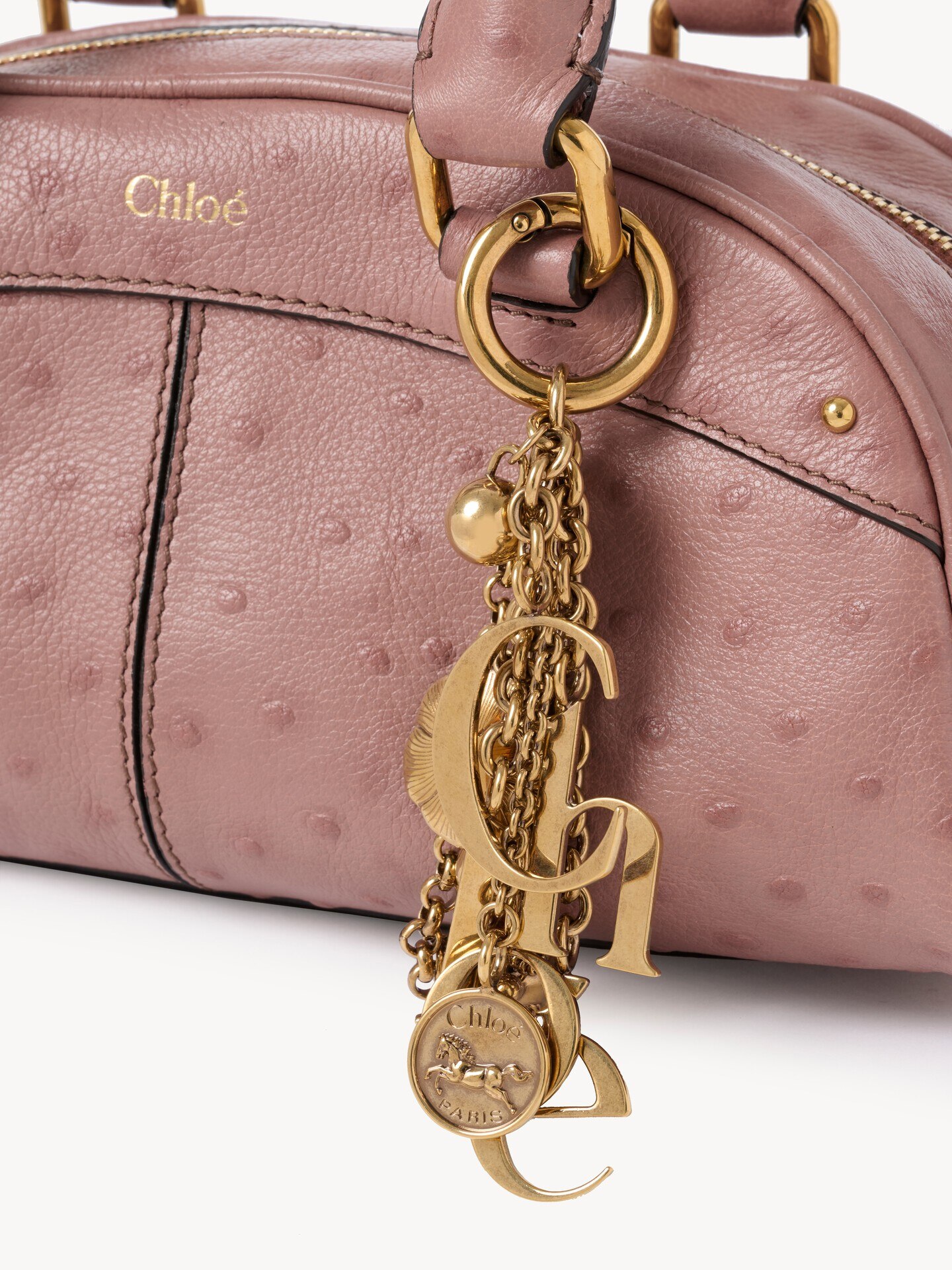 Small Chlo&eacute; bowling bag in ostrich-effect leather - 7