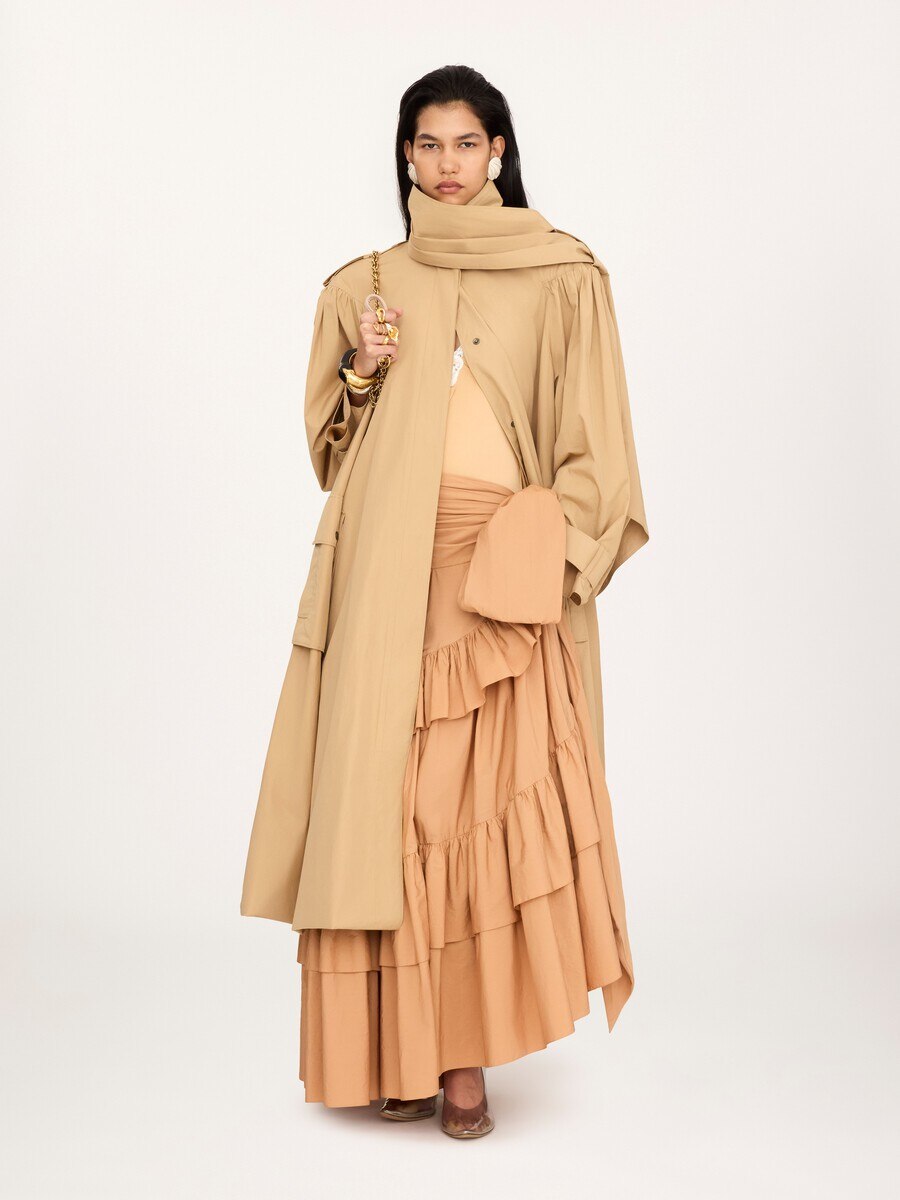 High-neck scarf trench coat in cotton poplin - 3