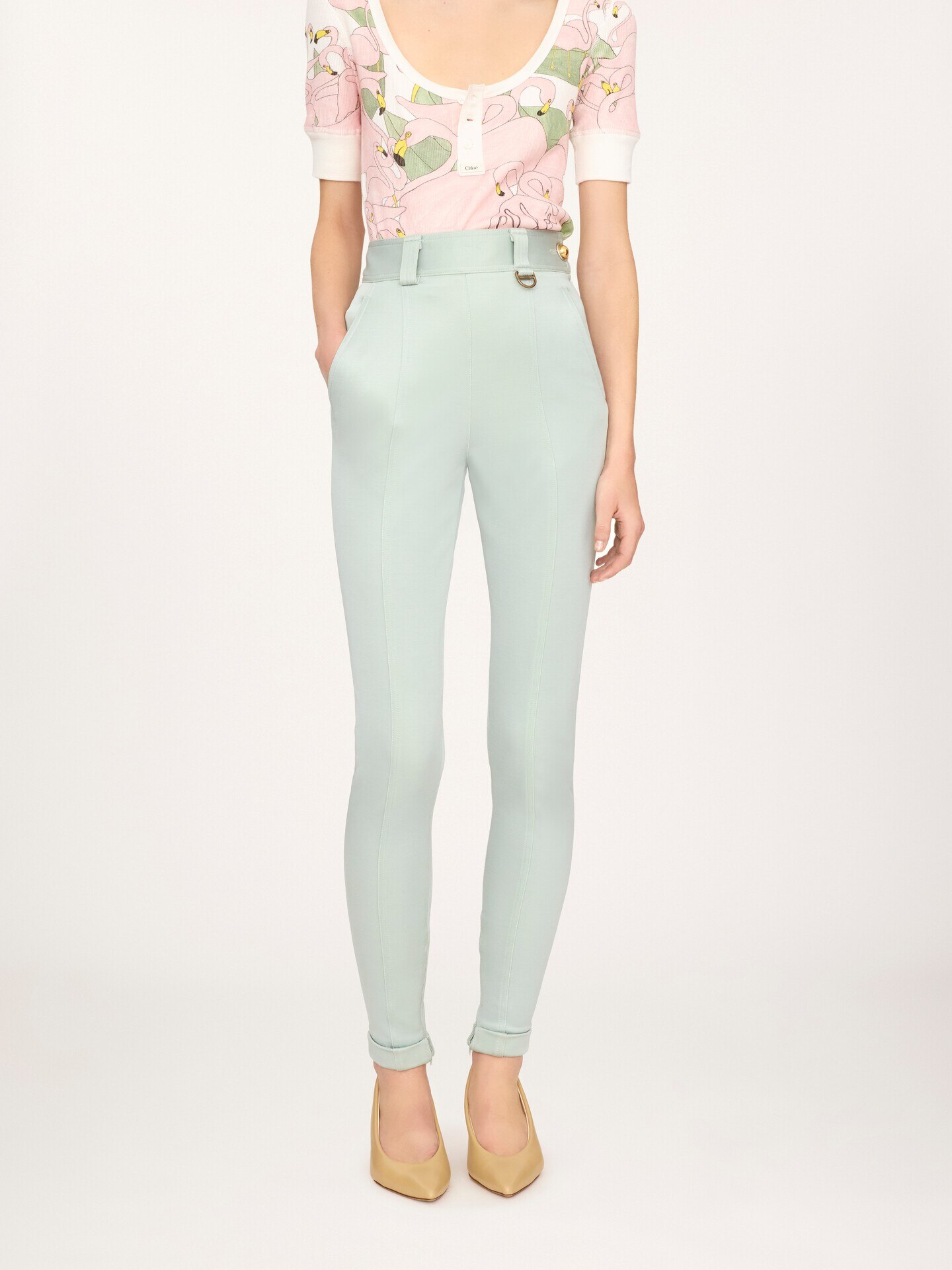 Fitted high-rise trousers in bonded stretch jersey - 4