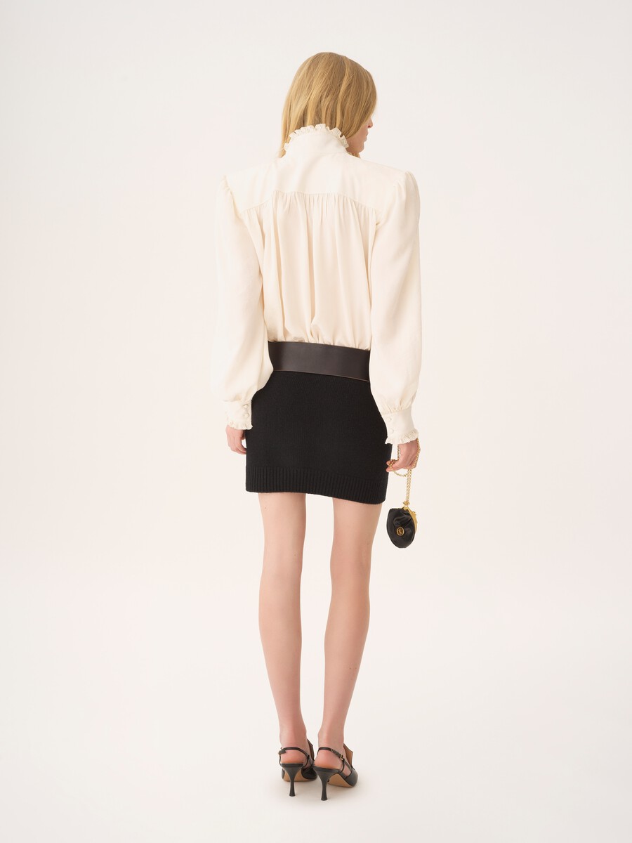 Oversized ruffled blouse in silk jacquard - 6