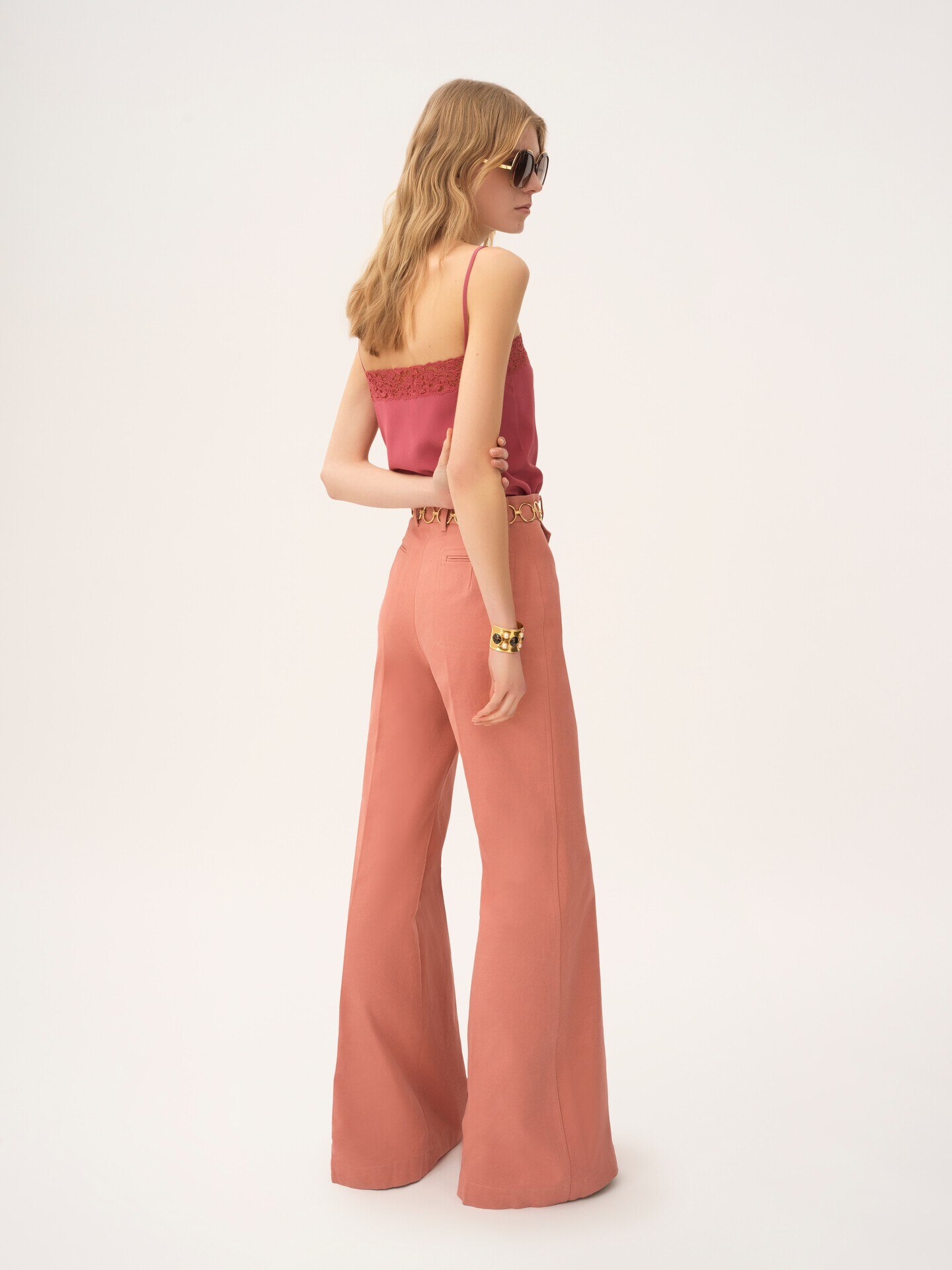 High-rise flared trousers in cotton canvas - 5