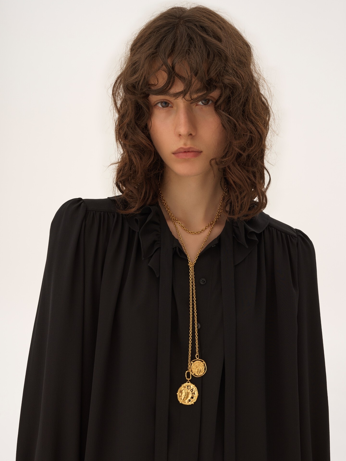 Long-sleeve mini dress in crêpe de chine - 6