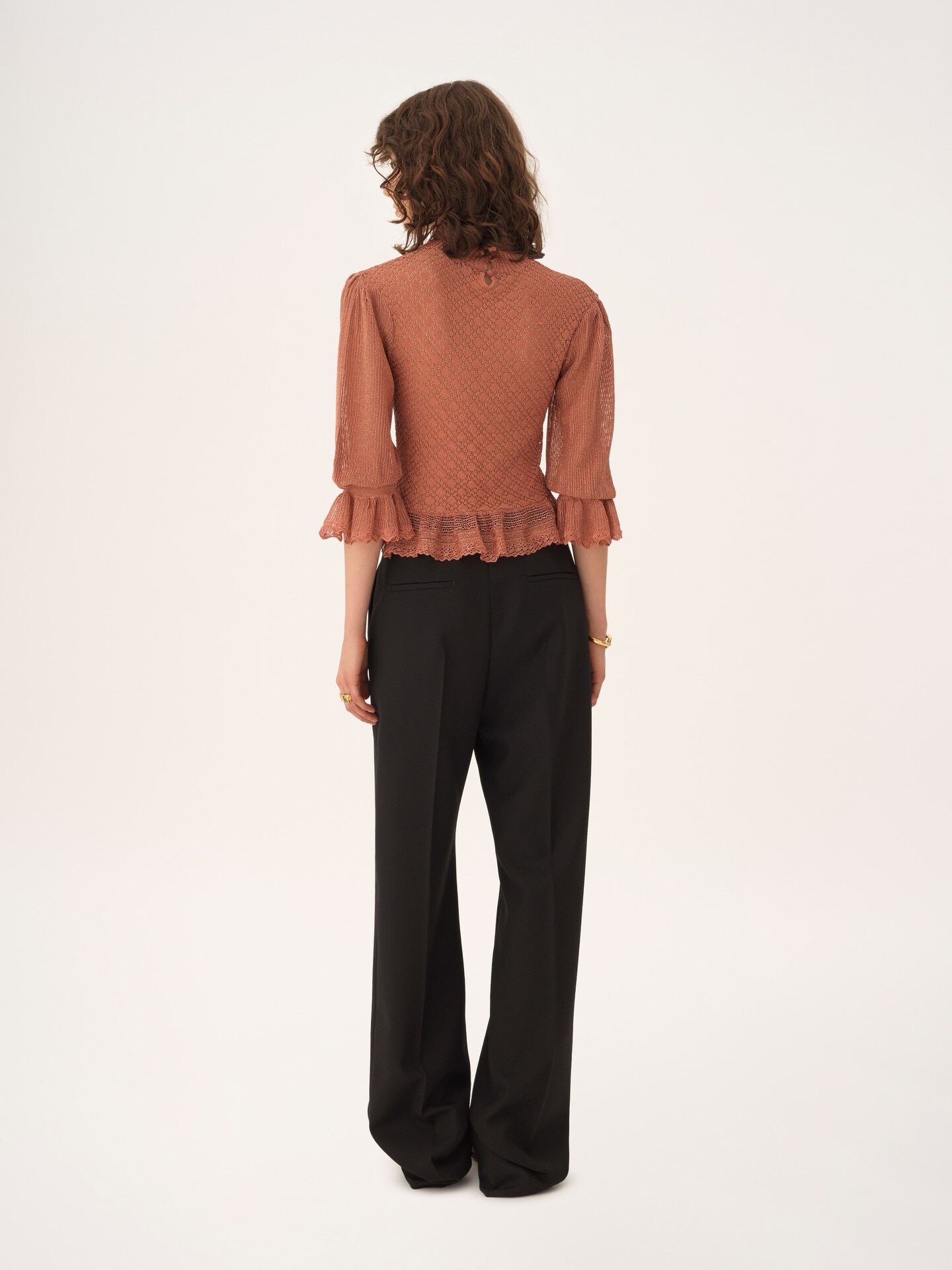 High-rise tailored trousers in wool gabardine - 5
