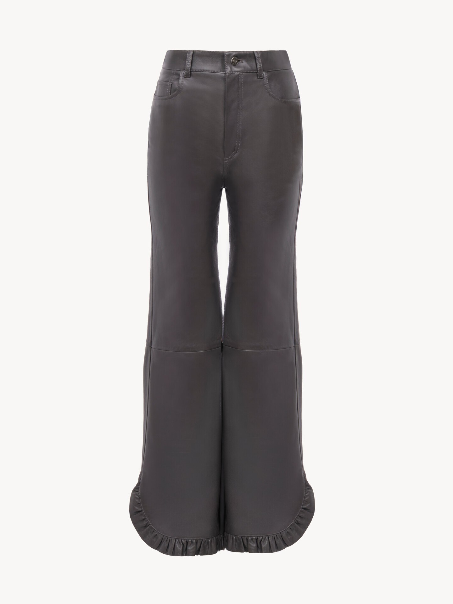 Ruffled flared trousers in leather - 2