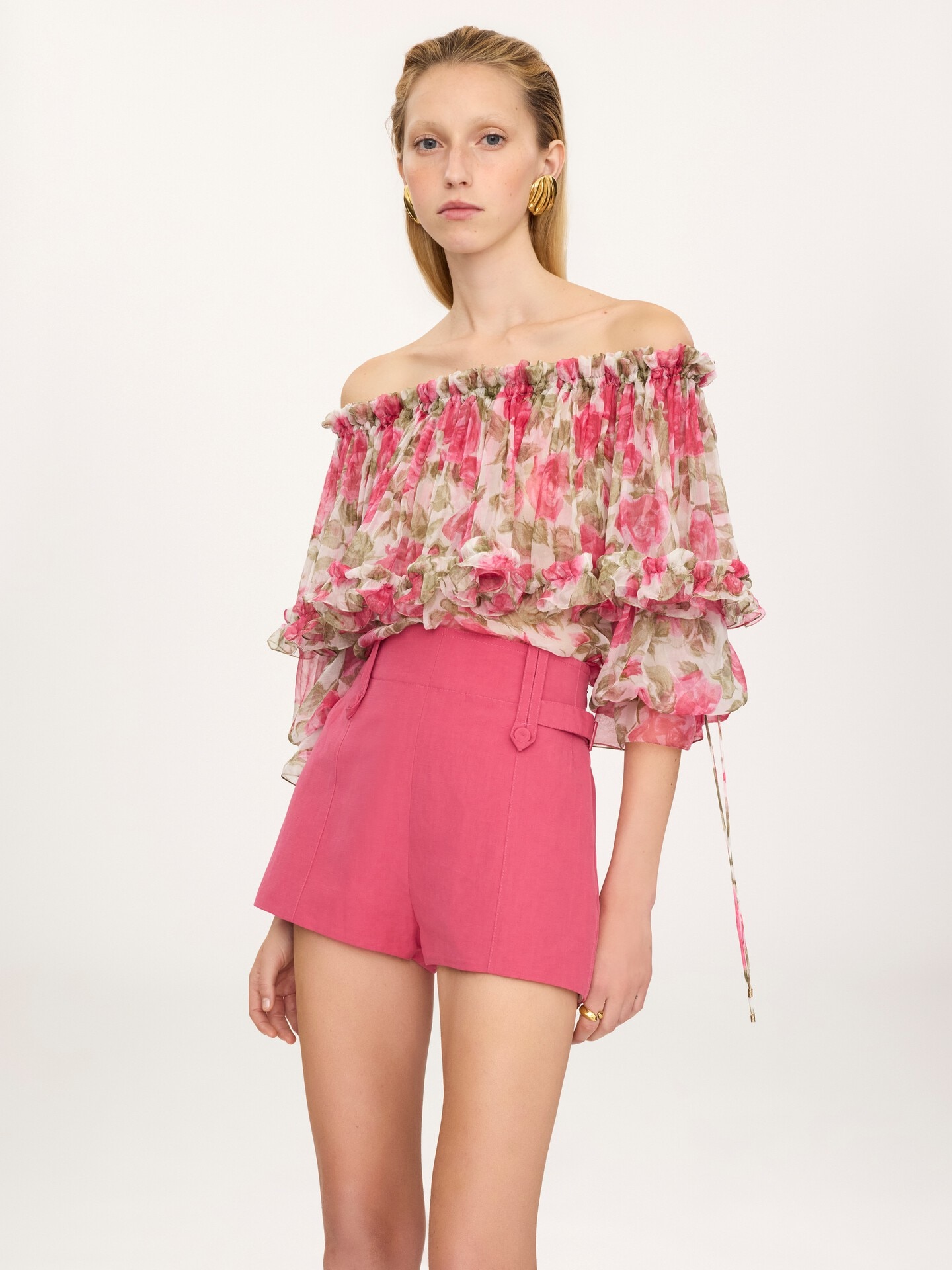 High-rise mini shorts in a linen-cotton mix - 6