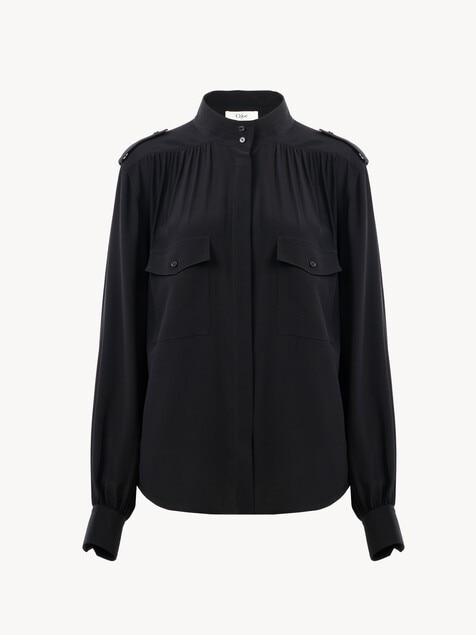 Gathered blouse in cr&ecirc;pe de chine