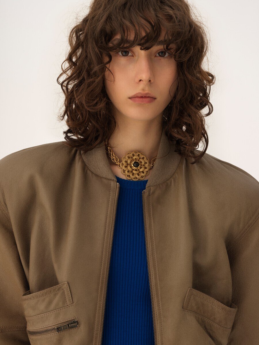 Cropped blouson in leather - 8