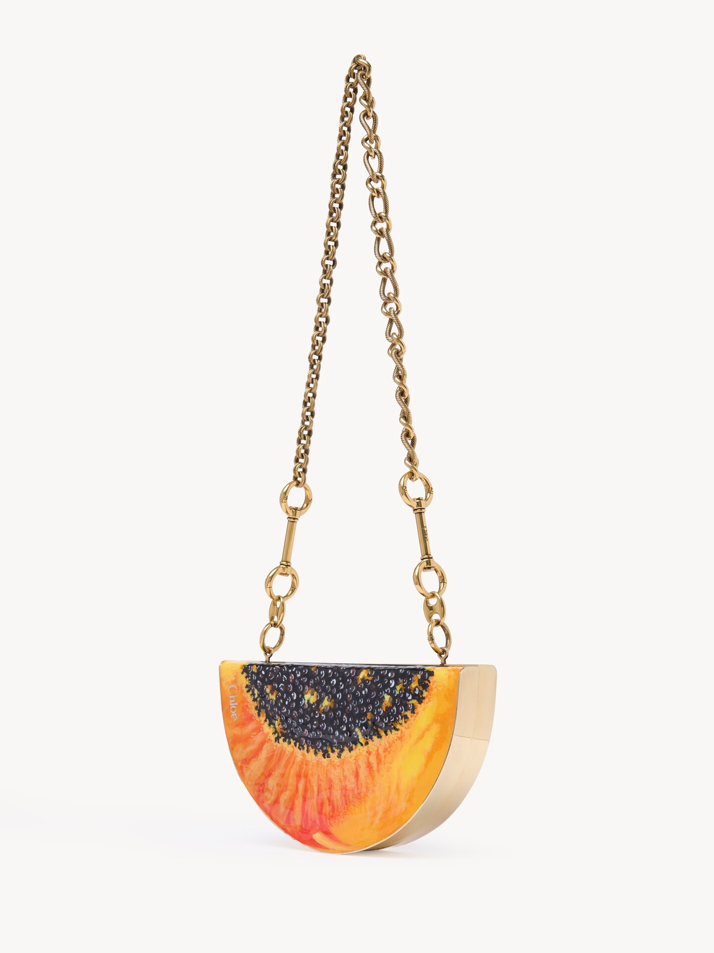 Chlo&eacute; Tropicus papaya minaudi&egrave;re in brass - 4