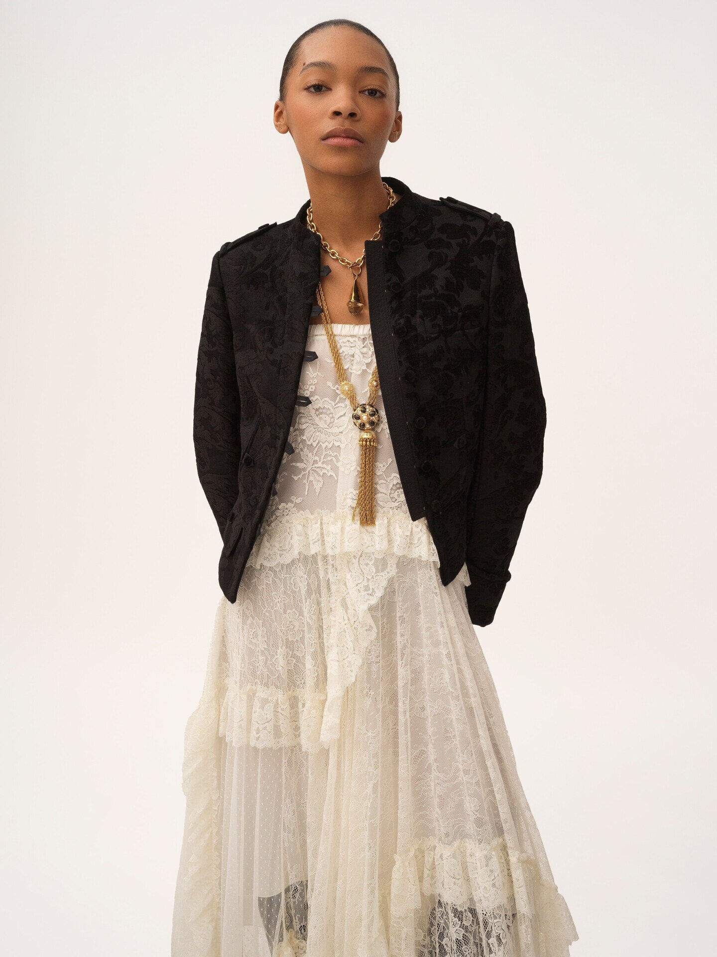 Fitted jacket in floral velvet - 4