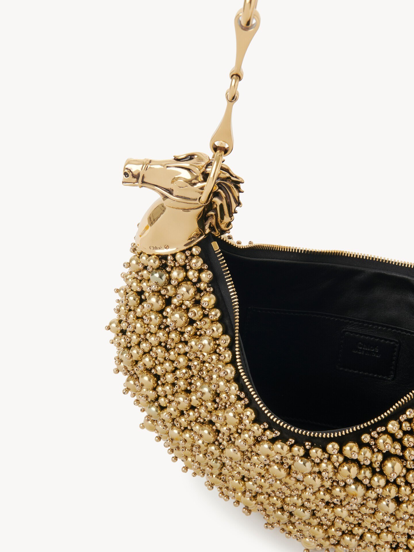 Chain Horse shoulder bag in beaded suede leather - 7