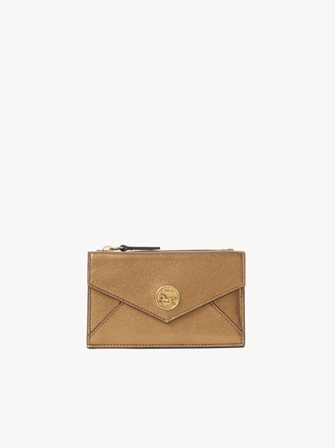 Small Envelope purse with card slots in metallized leather