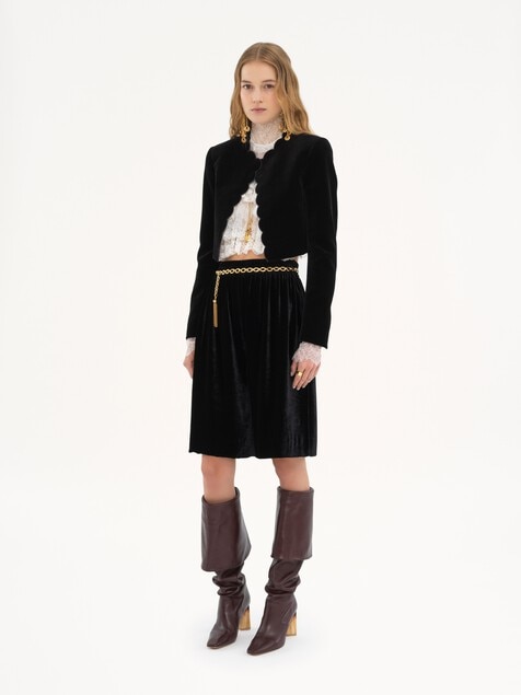 Scalloped Spencer jacket in velvet