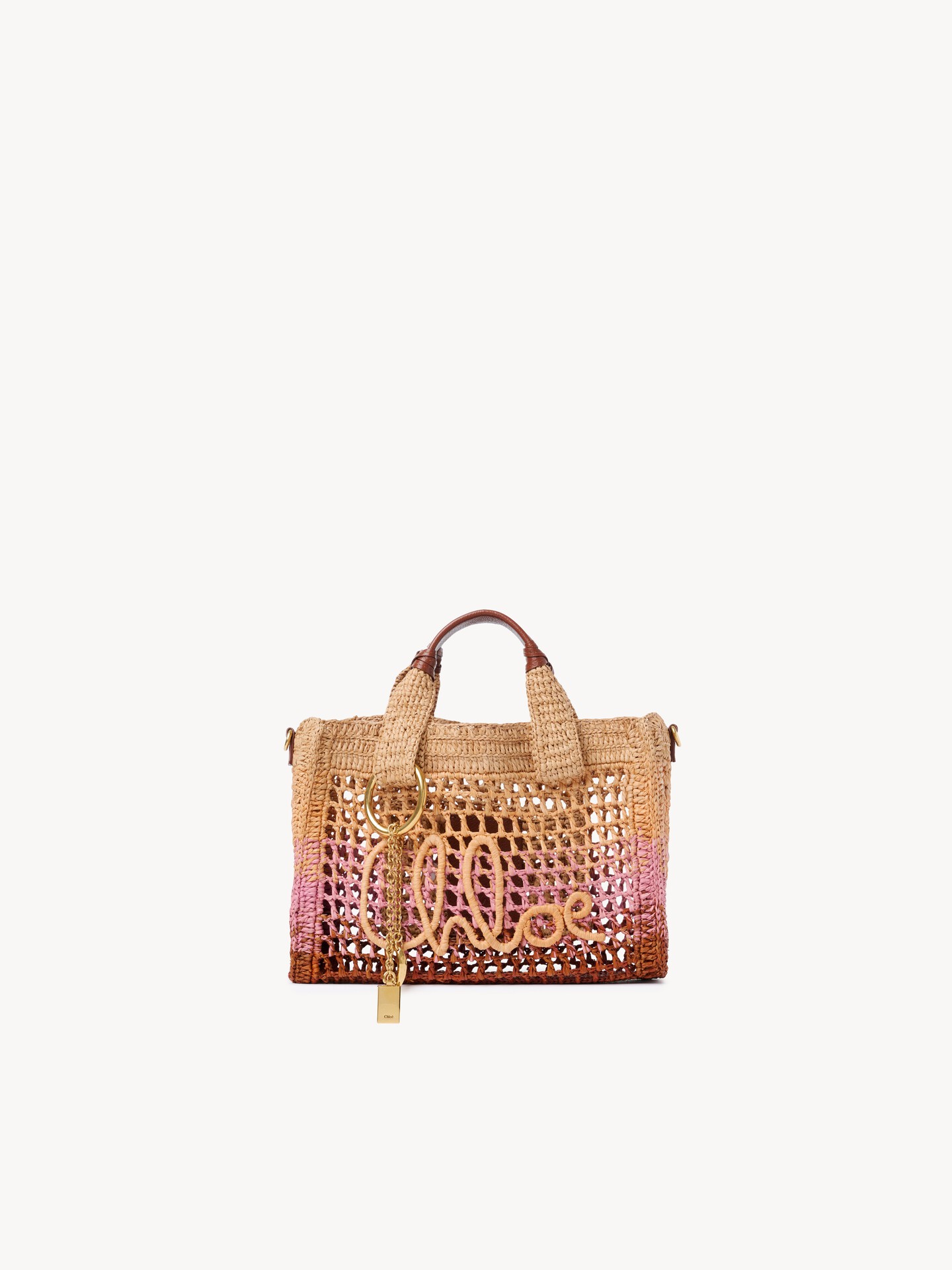 Bolso tote Summer Banana East-West peque&ntilde;o con correa de rafia - 2