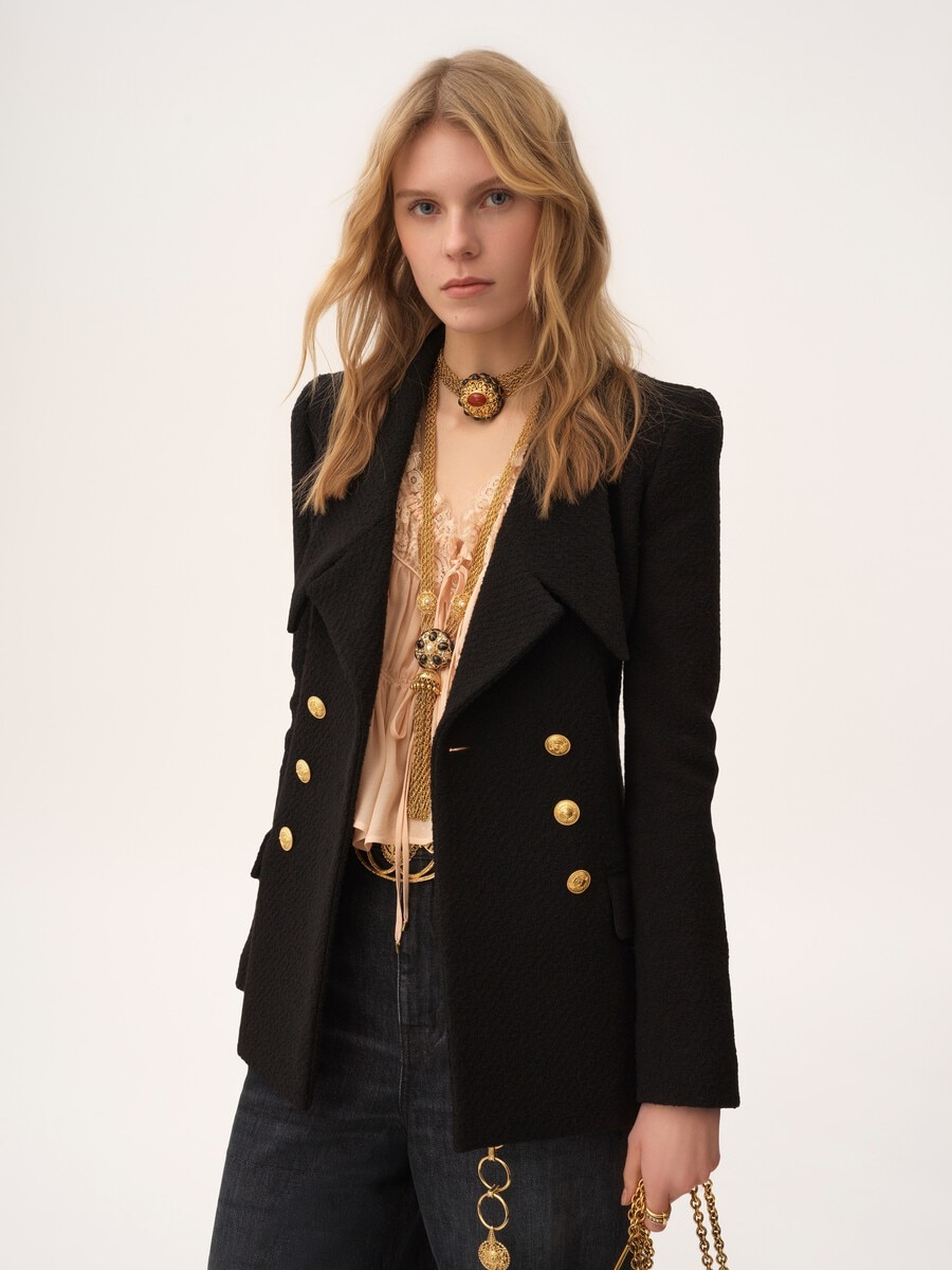 Double-breasted tailored jacket in wool bouclette - 6