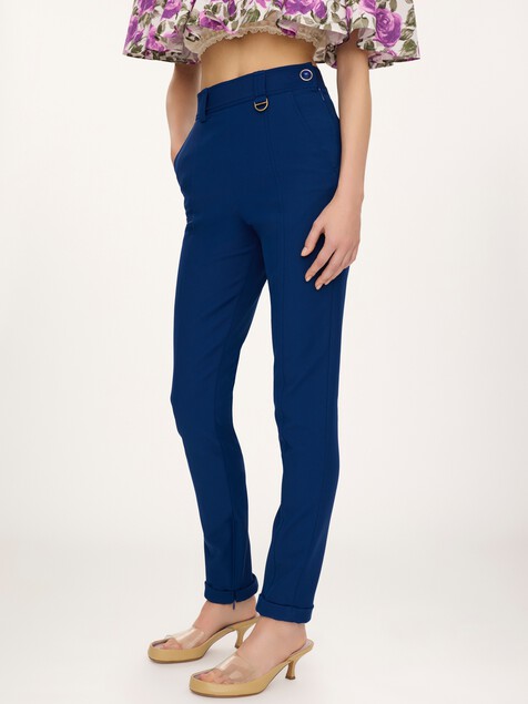 Pantalones ajustados de talle alto de tricotina el&aacute;stica