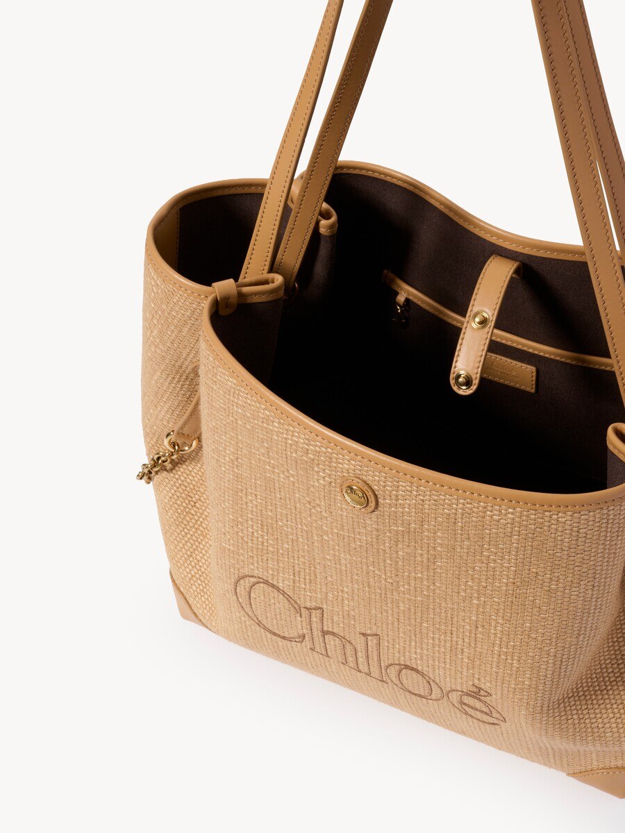 Chlo&eacute; Clover double carry bag in raffia-effect fibers - 6