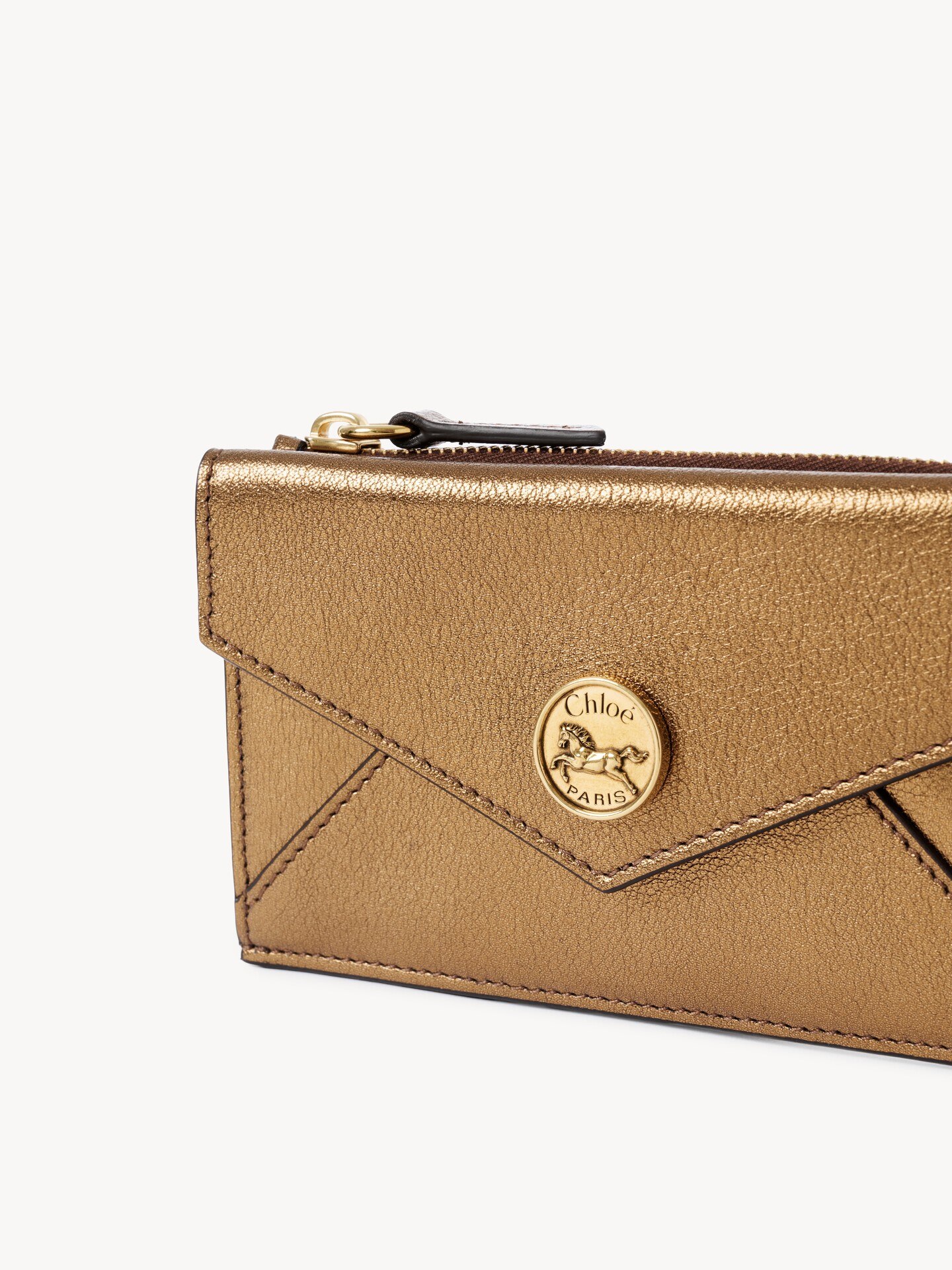 Small Envelope purse with card slots in metallic leather - 6