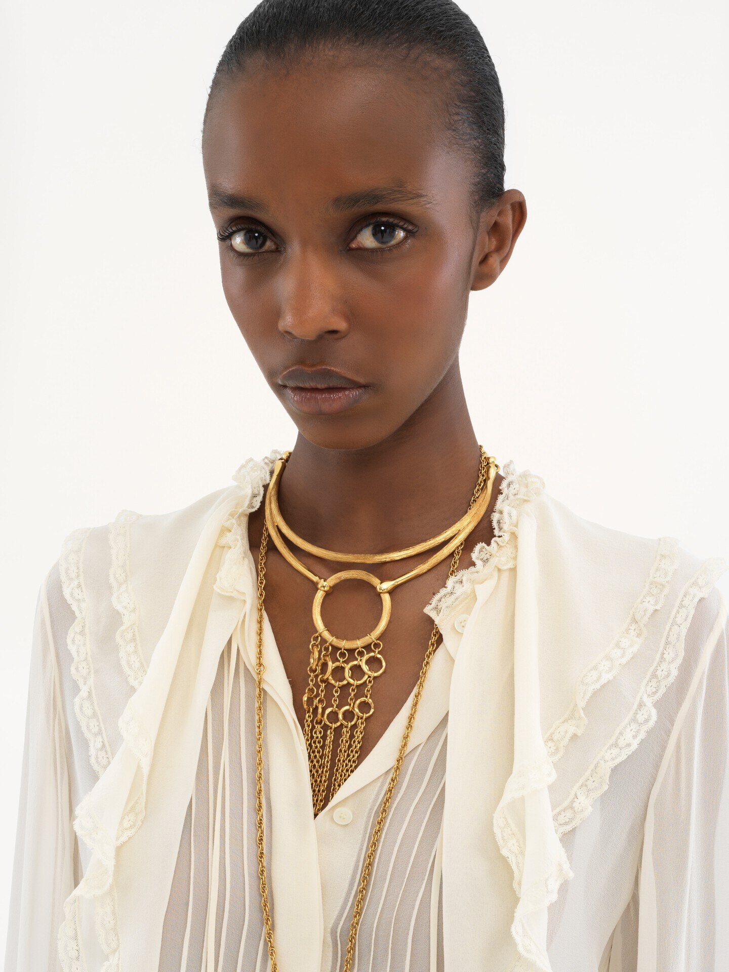 Blusa con volantes de georgette de seda - 7