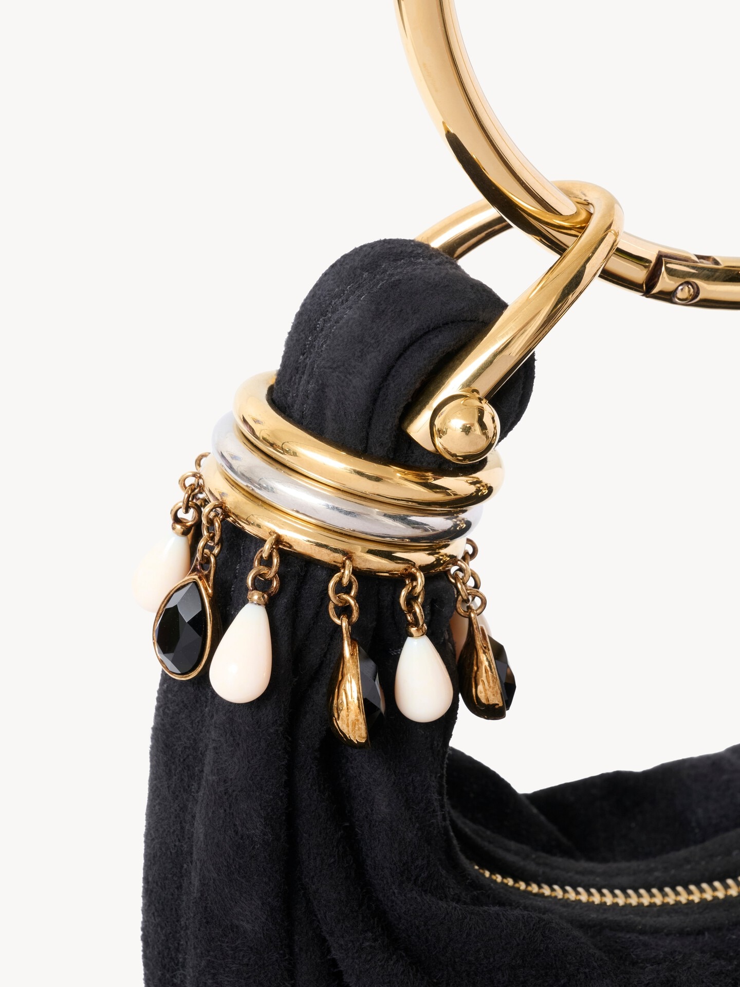 Mini Beaded Bracelet Hobo bag in suede leather - 6