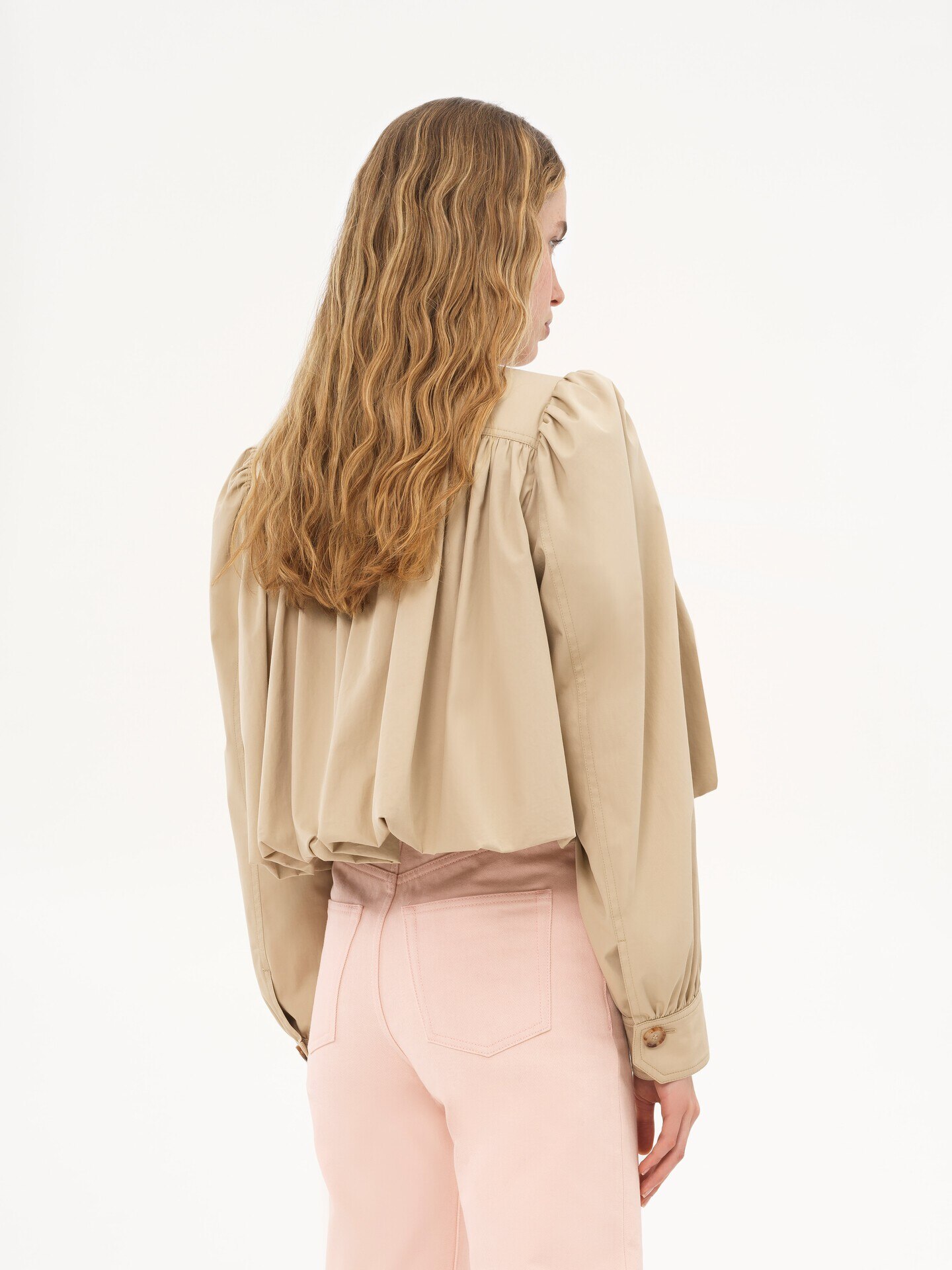 Gathered boule jacket in cotton gabardine - 7