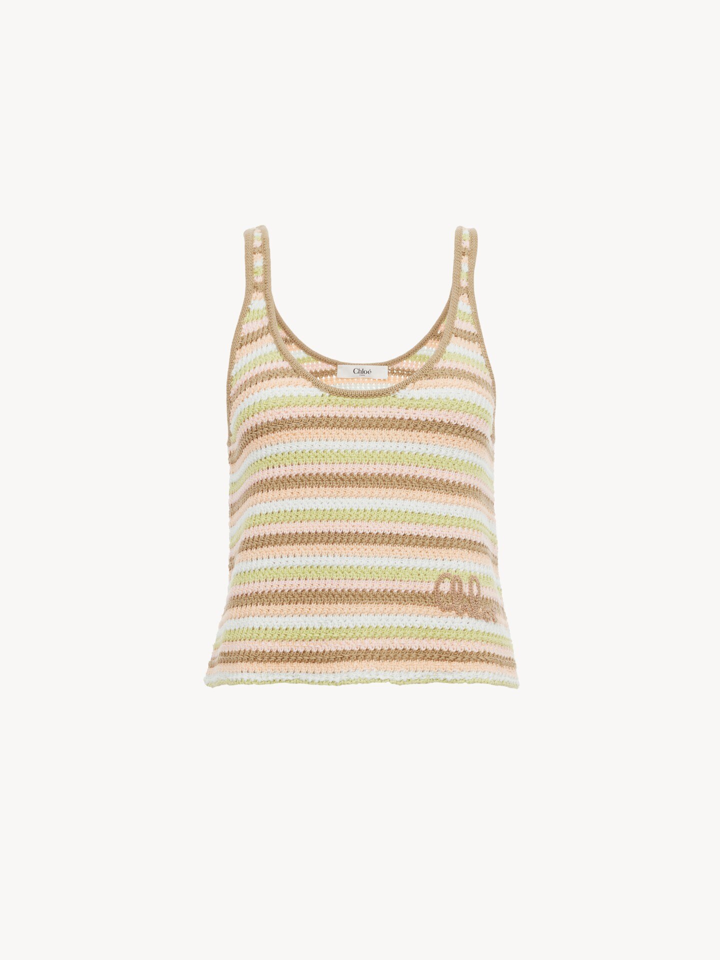 Cropped logo tank top in a cotton crochet knit - 1
