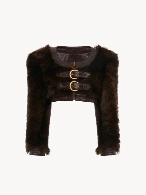 Cropped Spencer jacket in leather