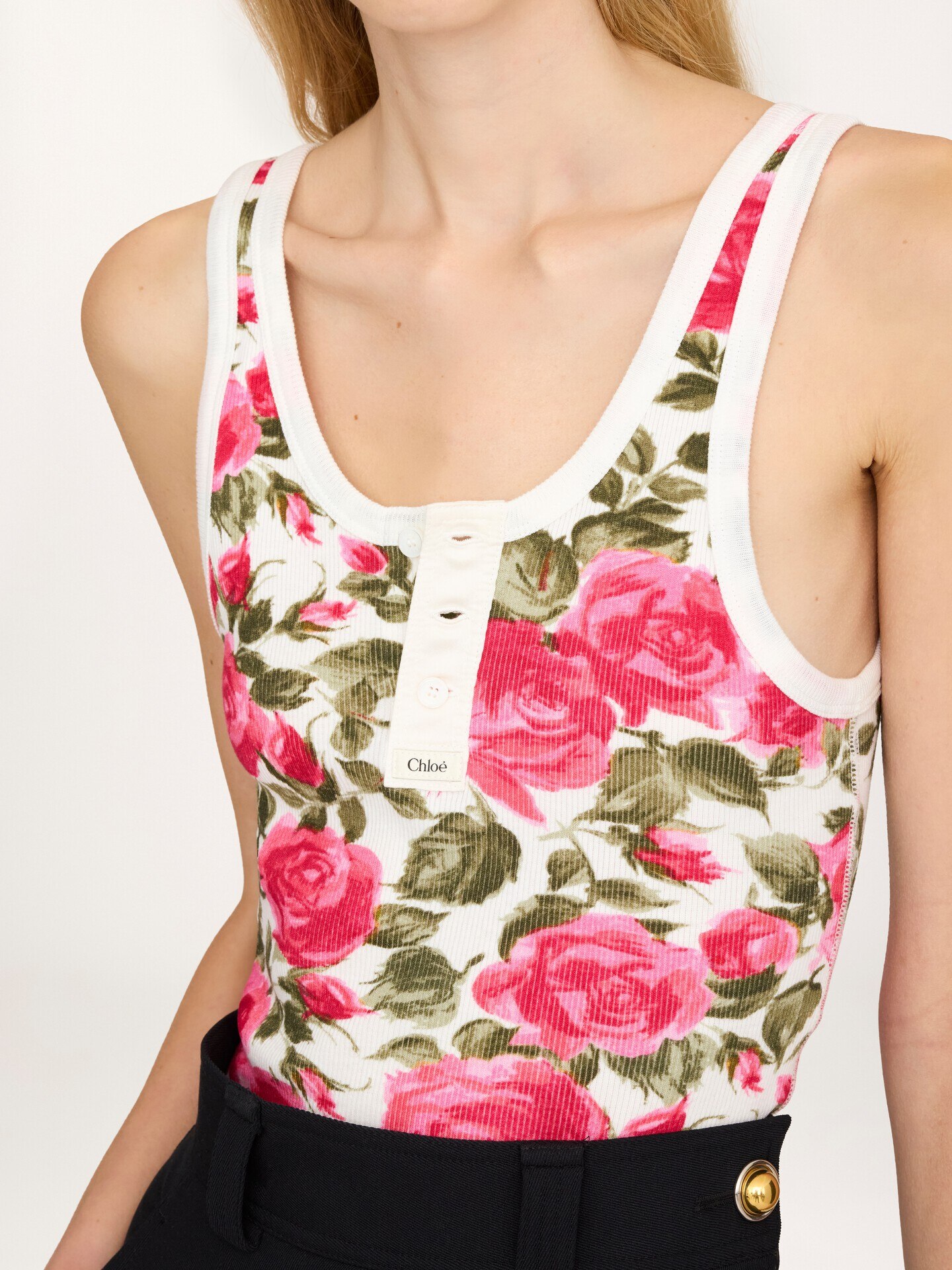 Henley tank top in cotton jersey - 6
