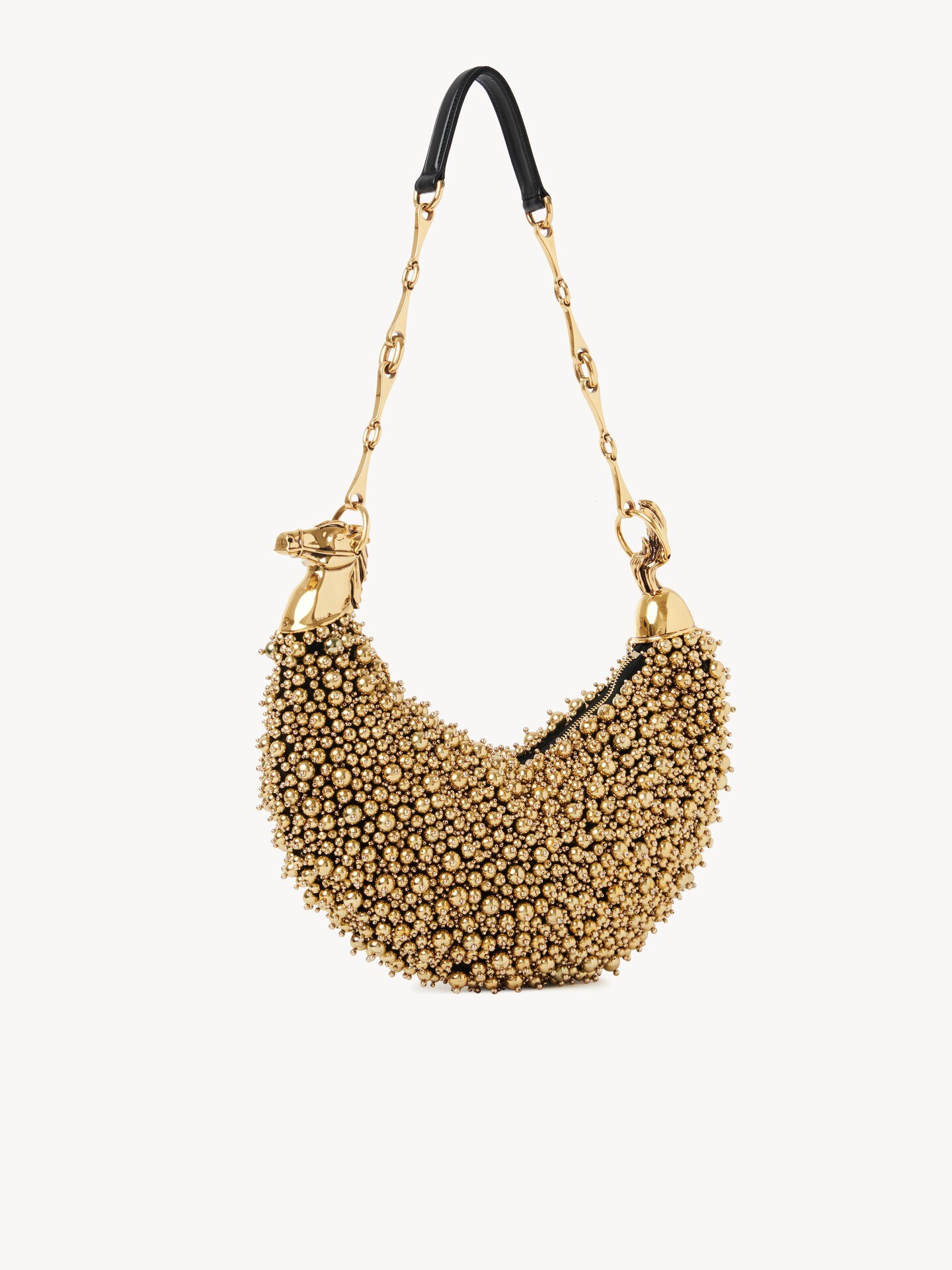 Chain Horse shoulder bag in beaded suede leather - 5