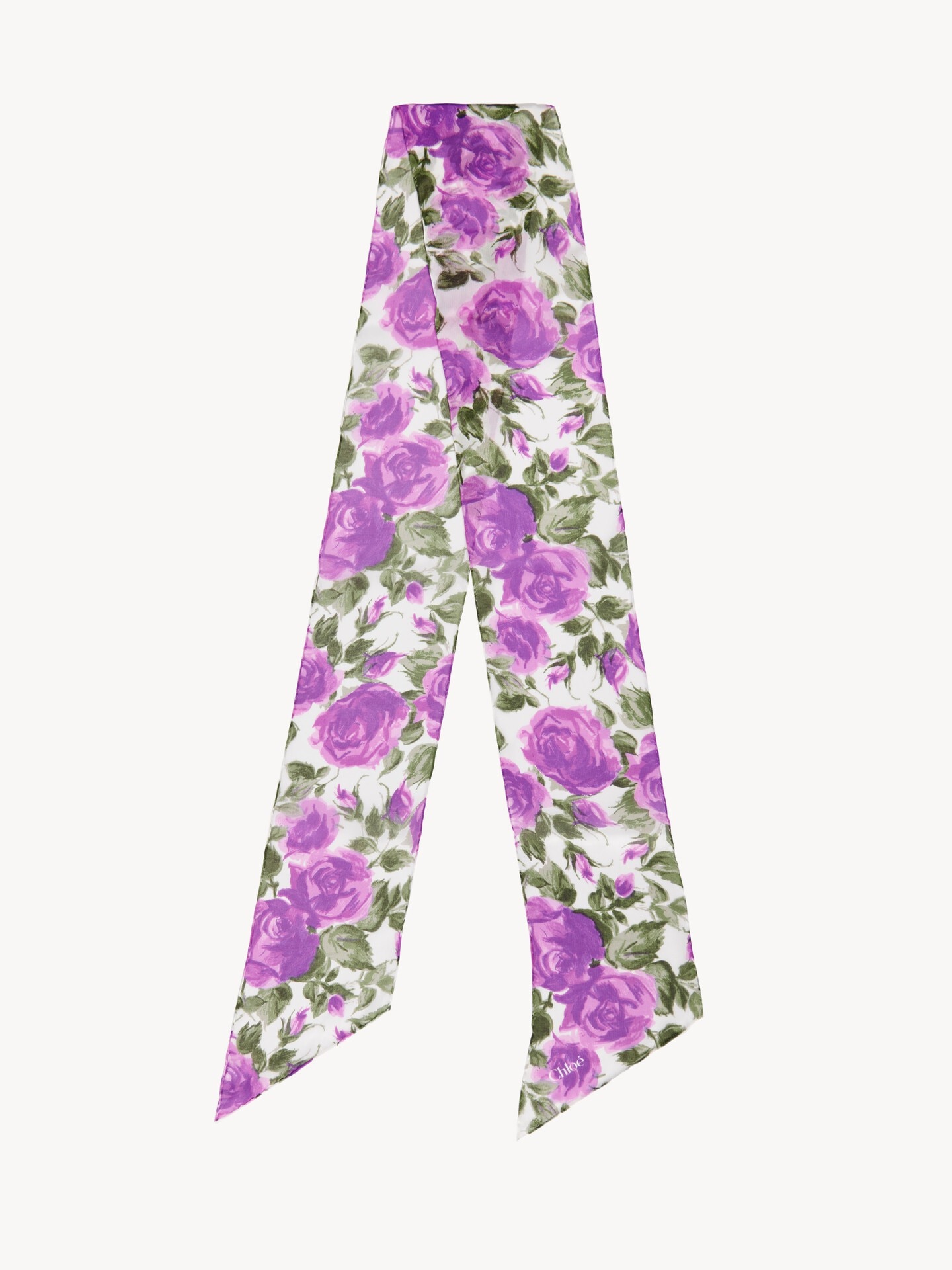 The Chlo&eacute; Wild Flowers bandeau scarf in silk georgette - 1