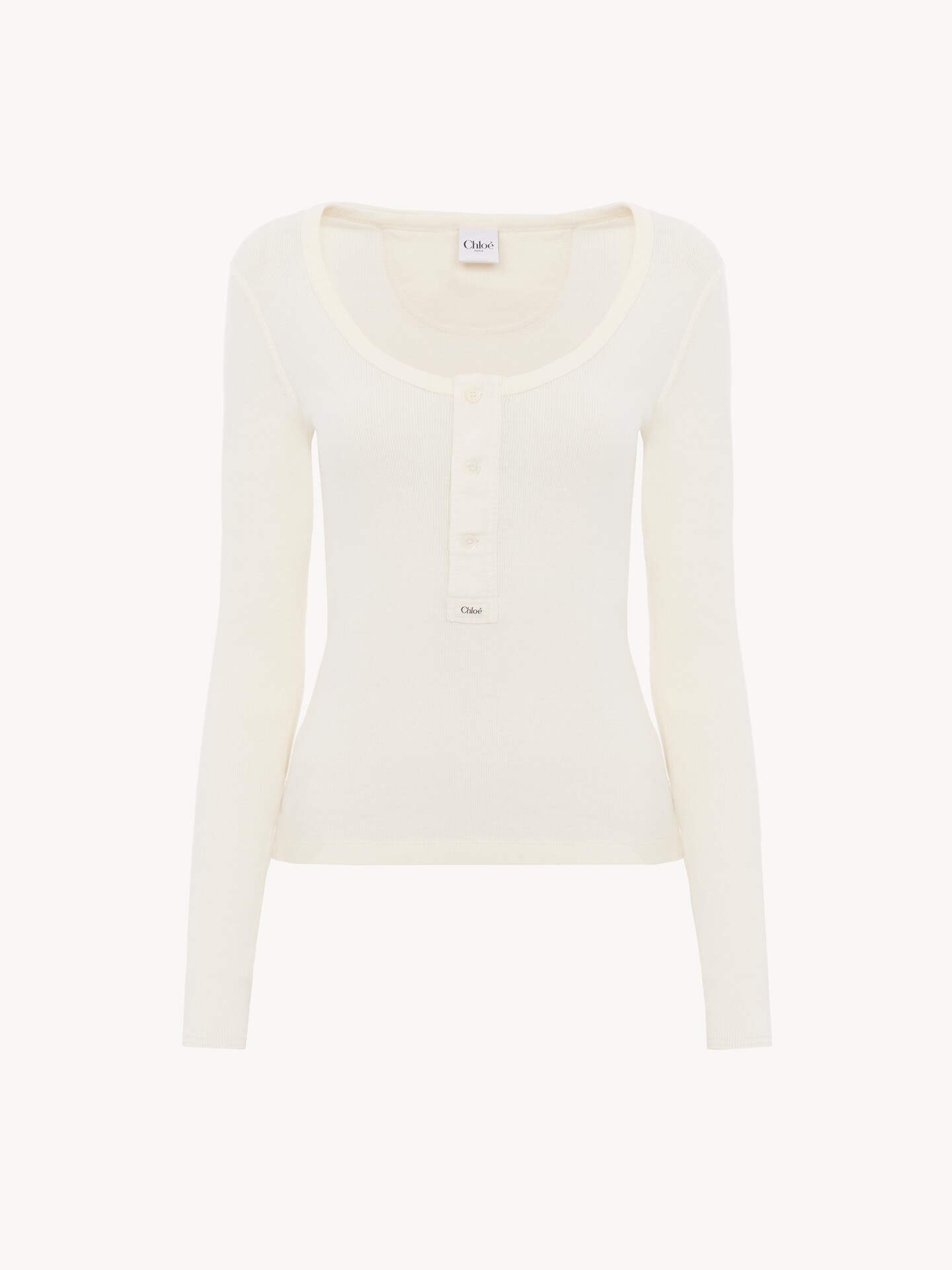 Scoop-neck Henley shirt in cotton jersey - 2