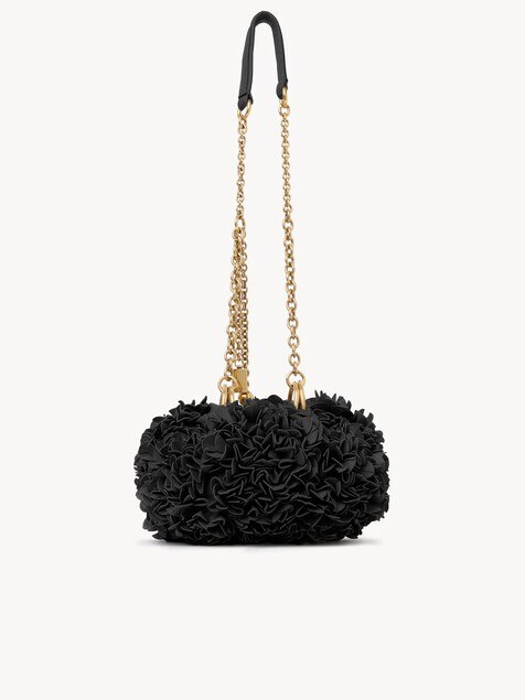 Bolso de hombro Chlo&eacute; Pliss&eacute; con cadena de cuero con flores