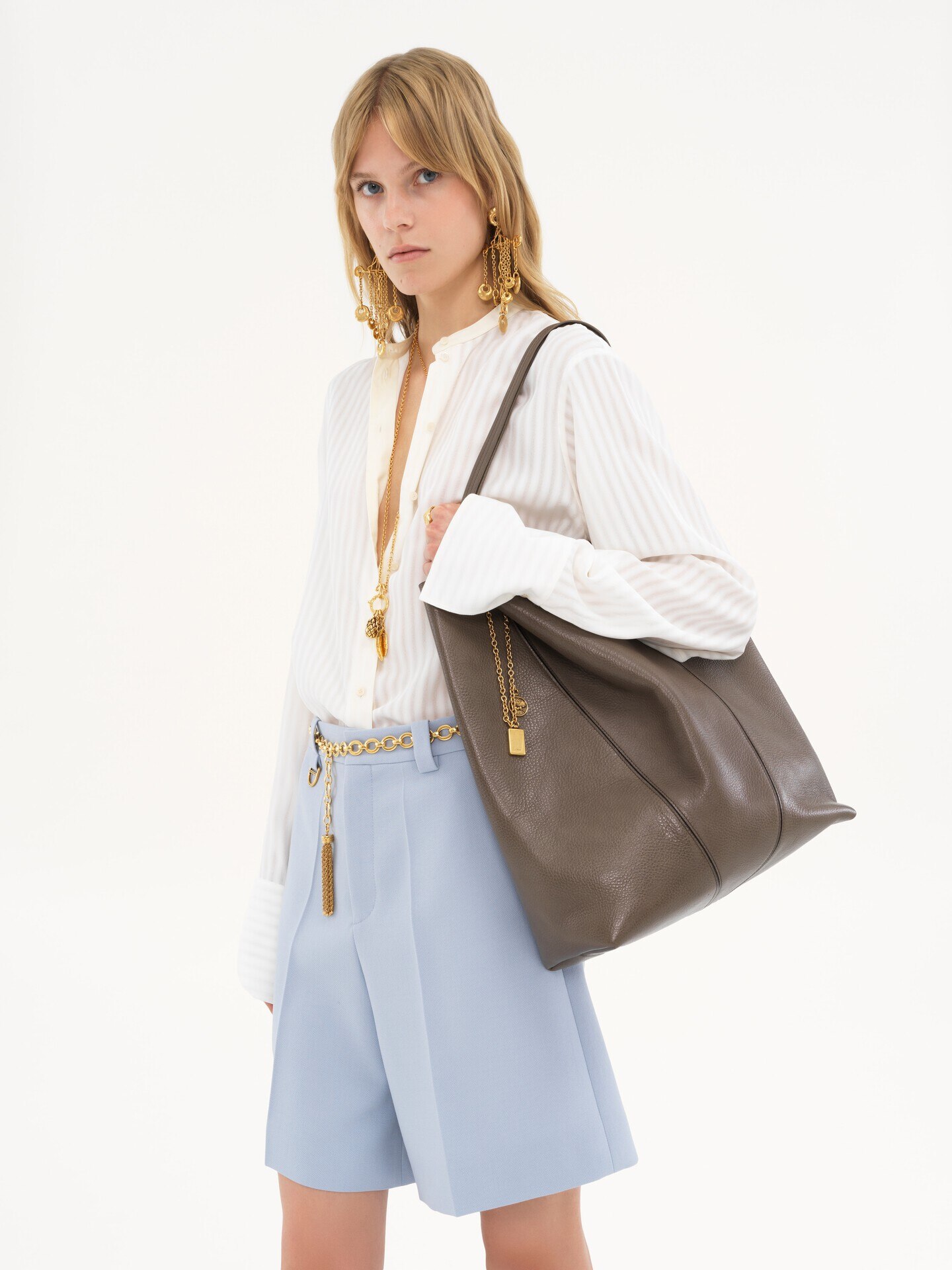 Large Chlo&eacute; Spin tote bag in grained leather - 3