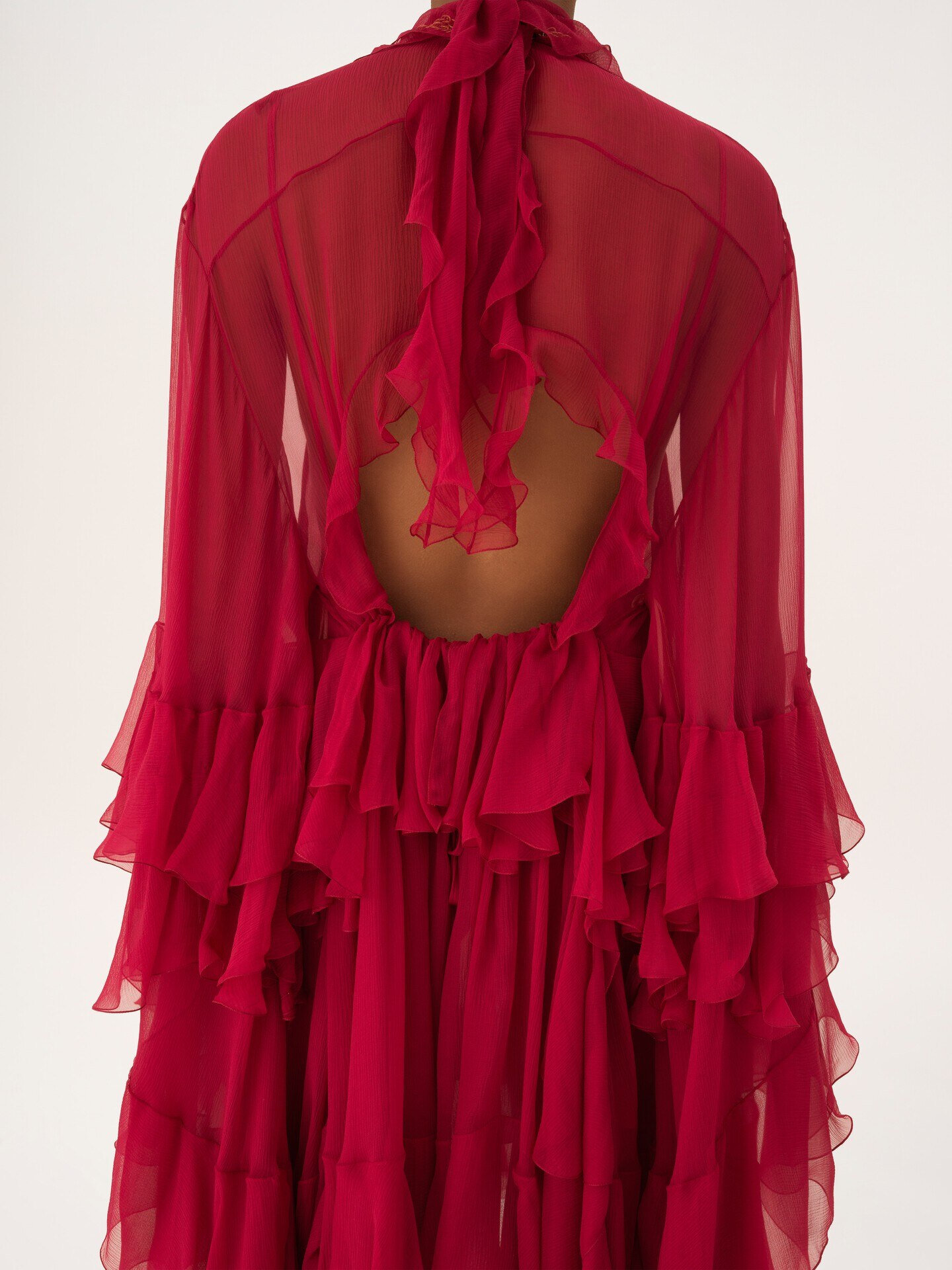 Minivestido con volantes de muselina de seda - 7