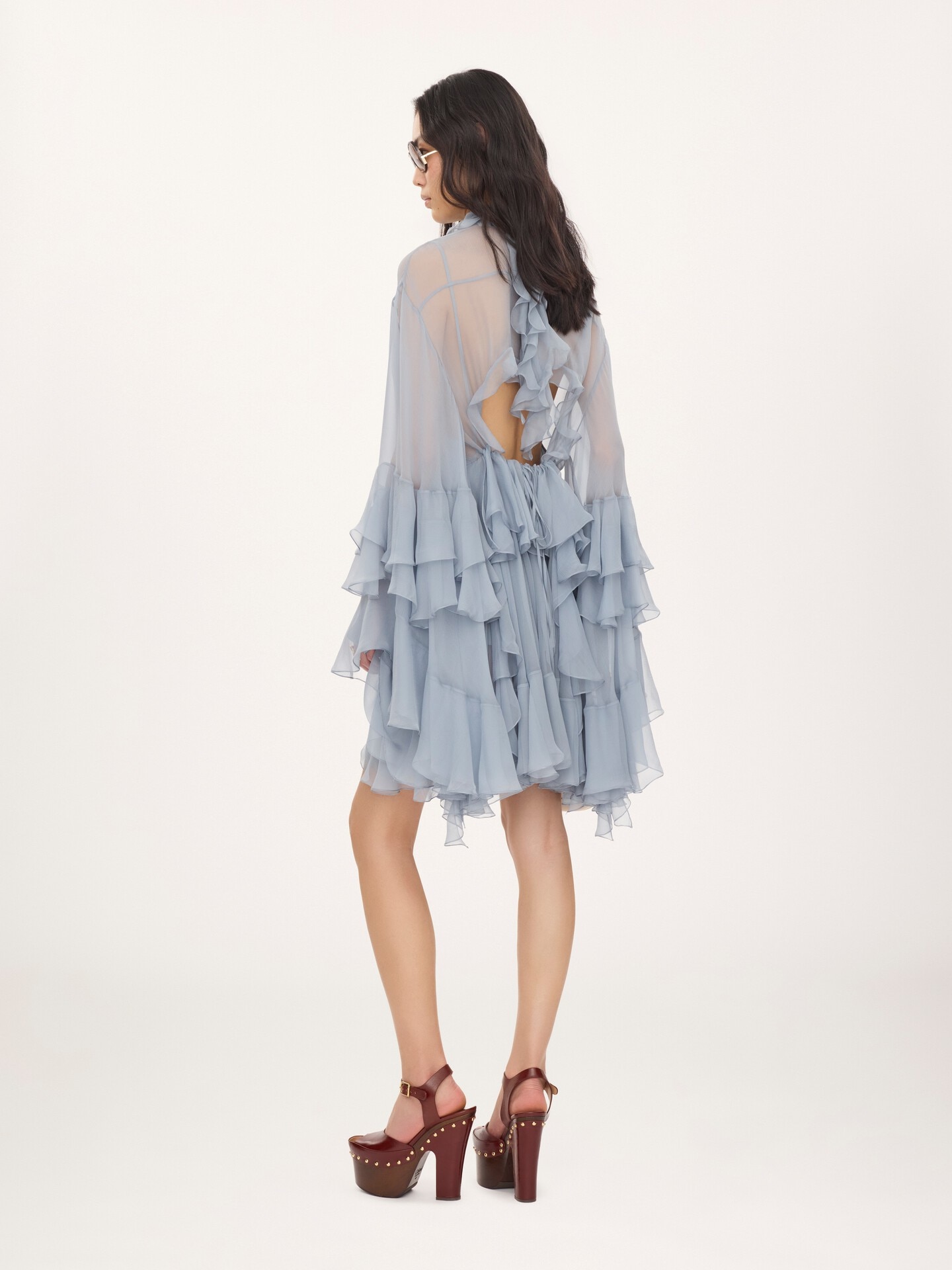 Minivestido con volantes de muselina de seda - 5