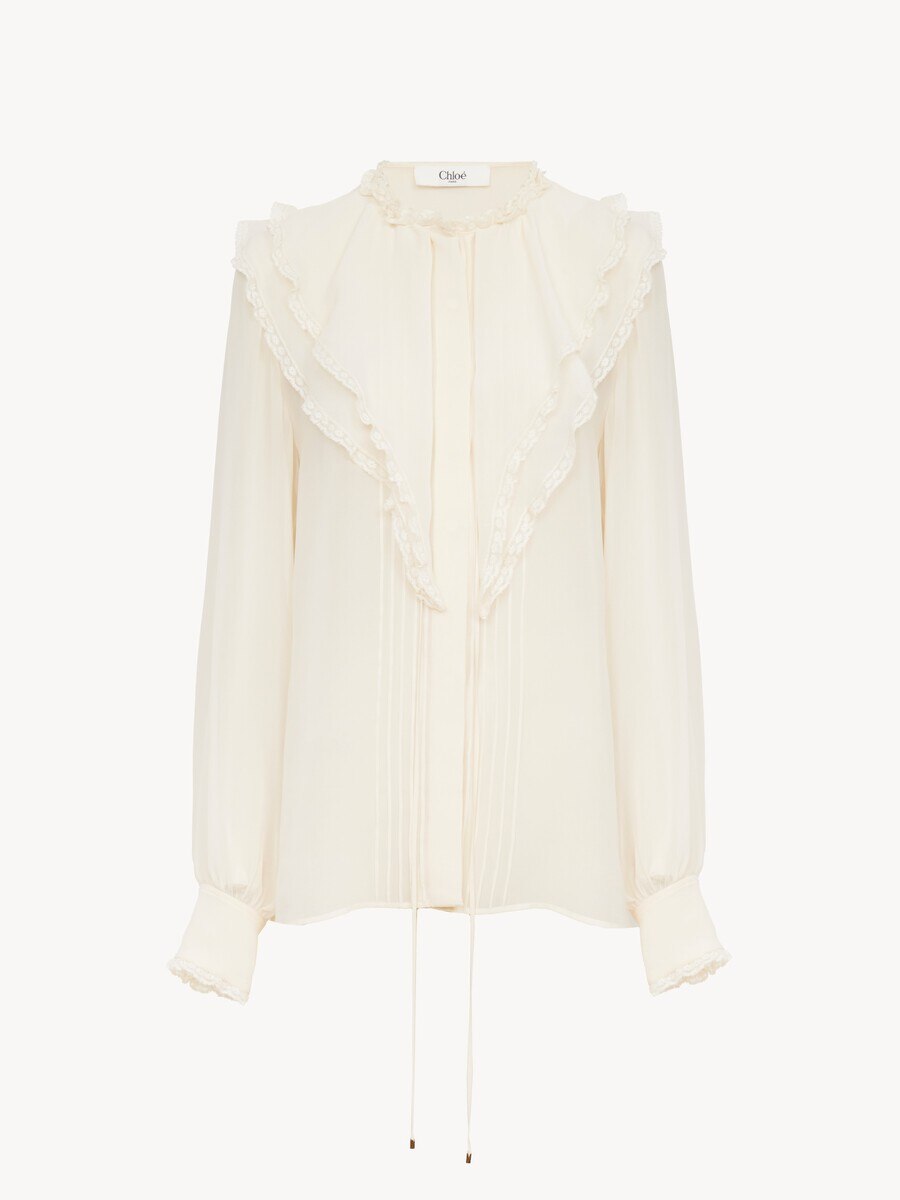 Ruffled blouse in silk georgette - 2