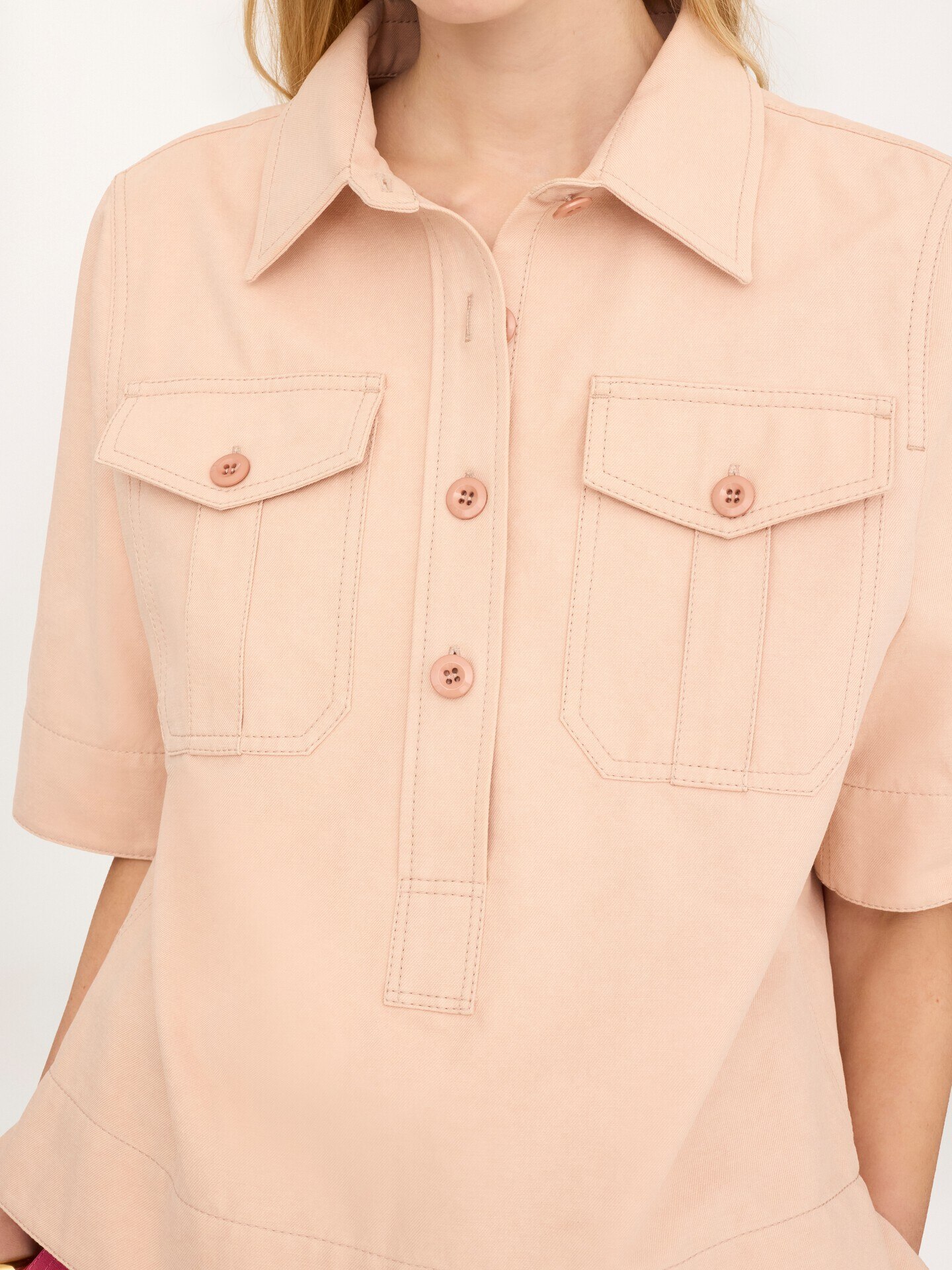 Cotton gabardine polo shirt - 5