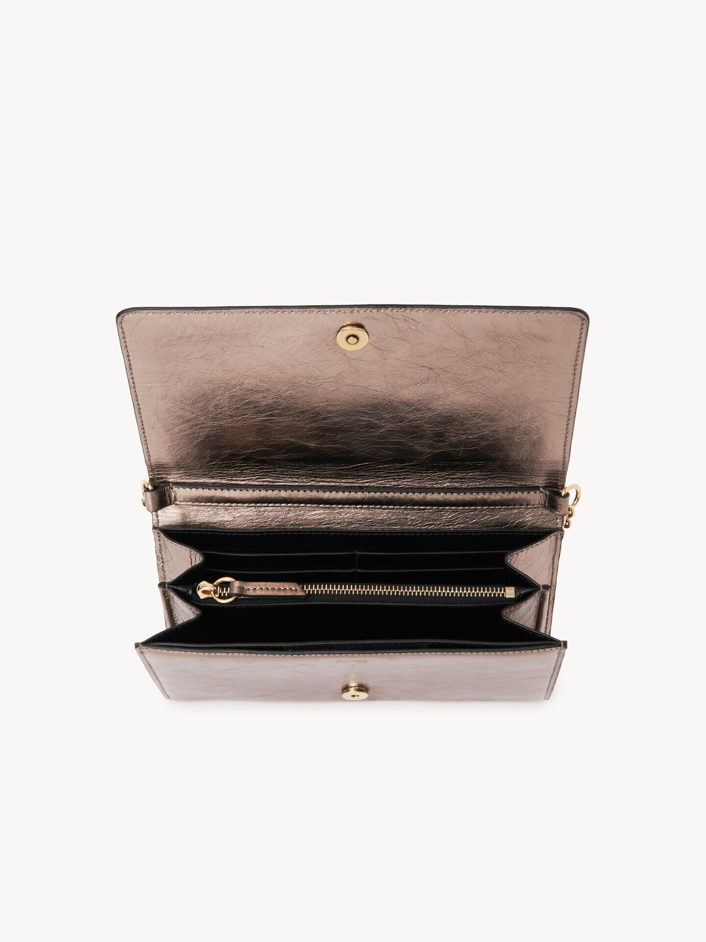 Chloé Iconic flap wallet on chain in metallised leather - 7