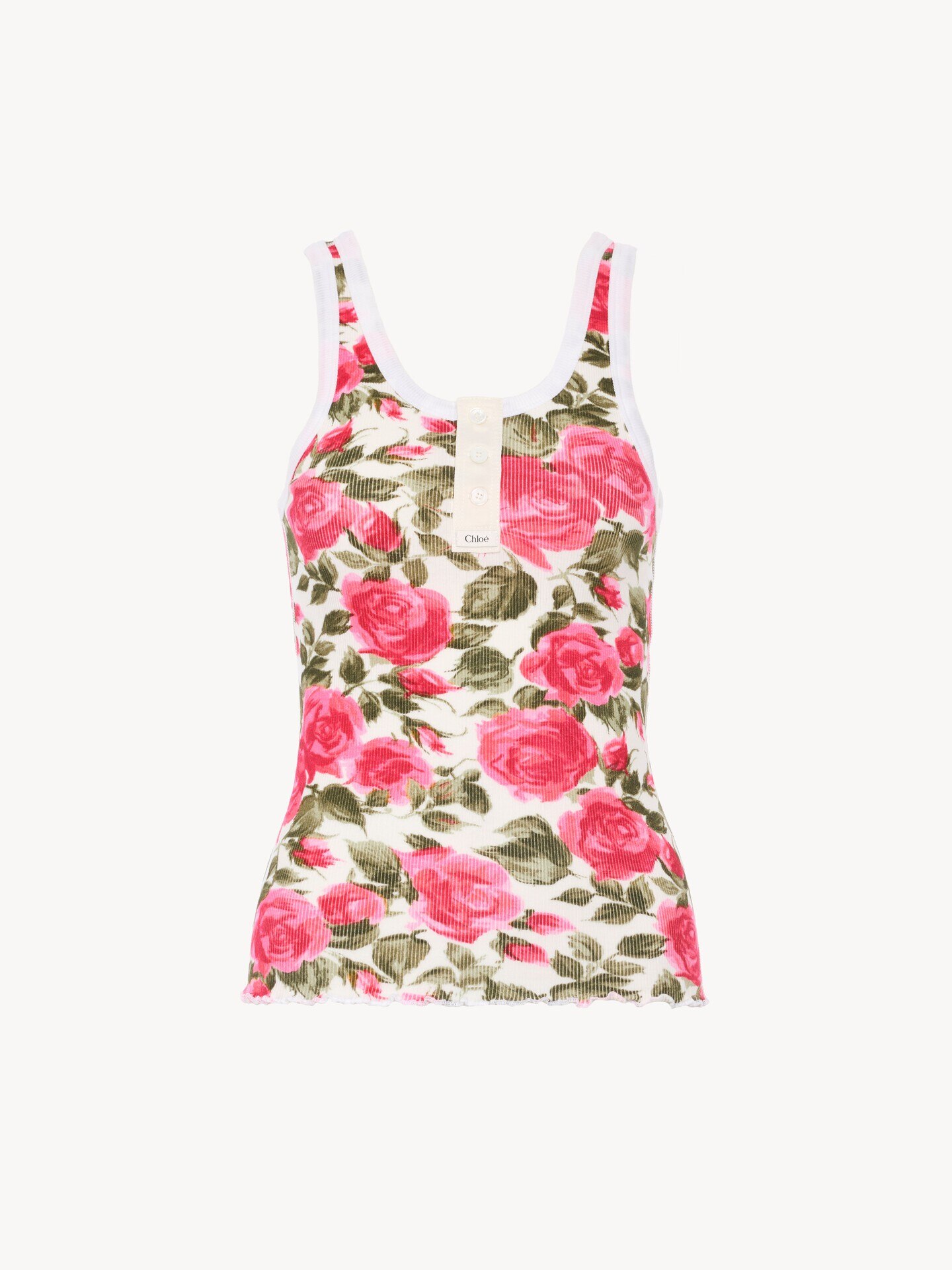 Henley tank top in cotton jersey - 2