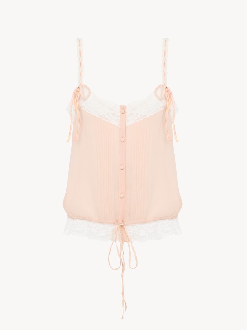 Camisole top in silk georgette & lace