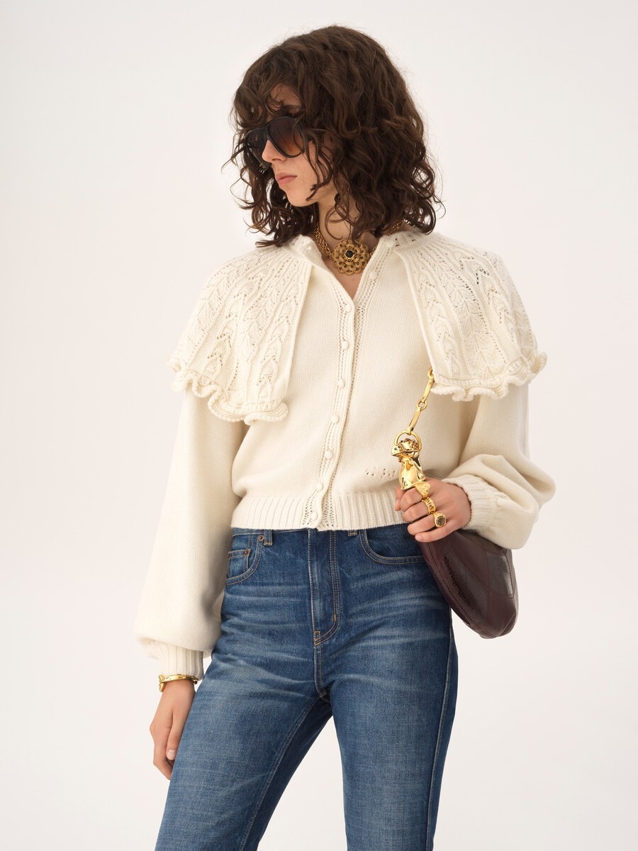 Cape cardigan in a wool & cashmere knit - 4