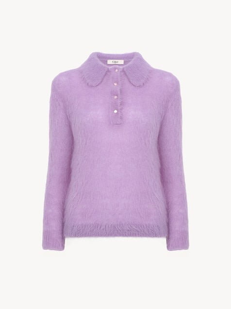 Polo sweater in an alpaca wool-blend knit
