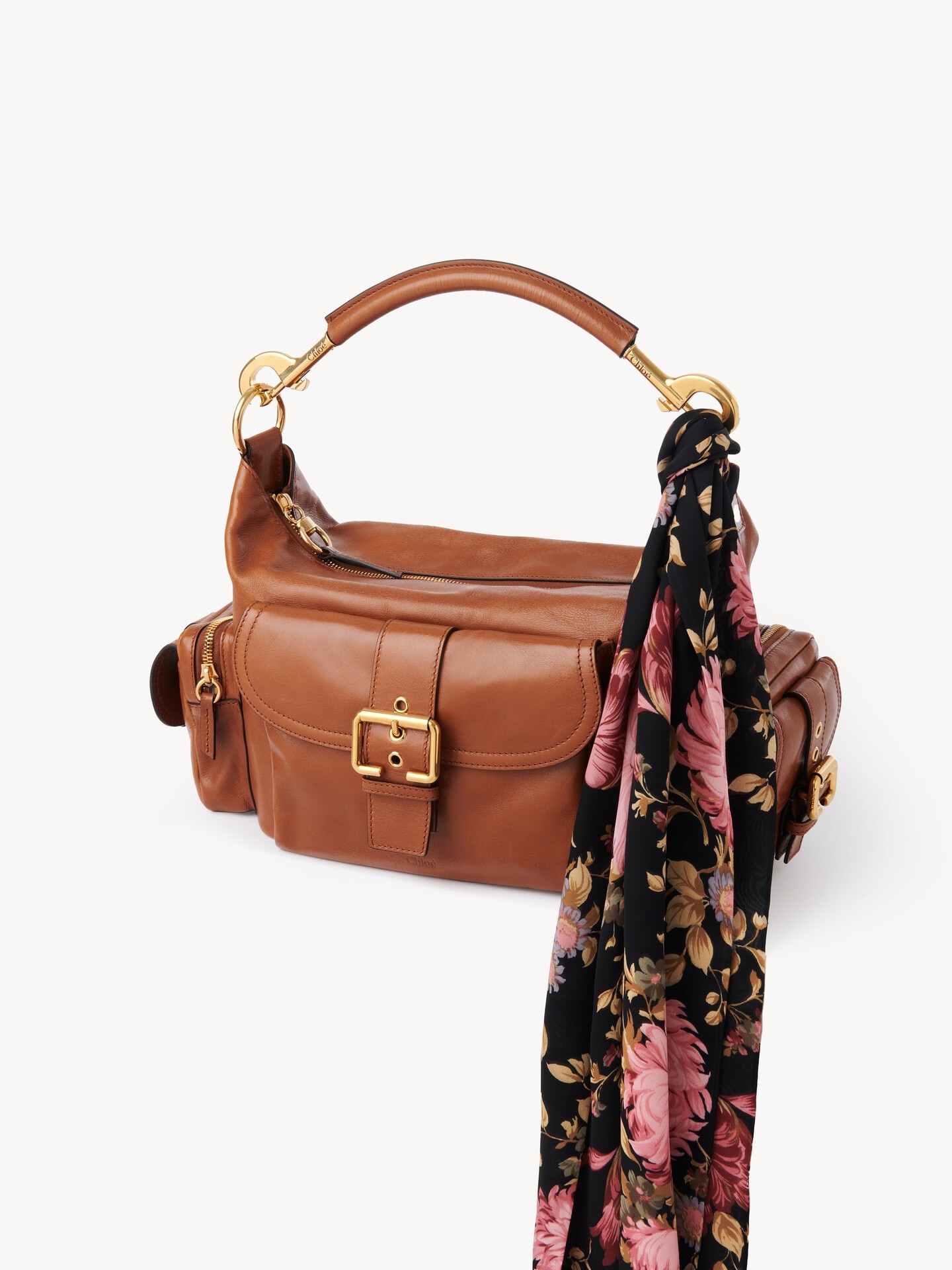 The Chlo&eacute; Peonies wide bandeau scarf in silk charmeuse - 5