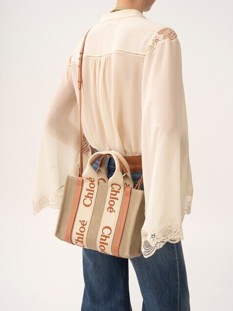 Small Woody tote bag in linen