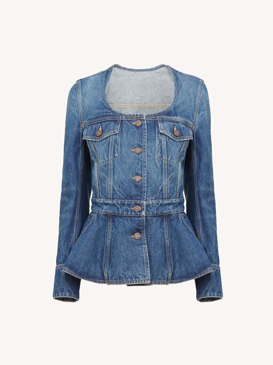 Peplum riding jacket in denim - 2