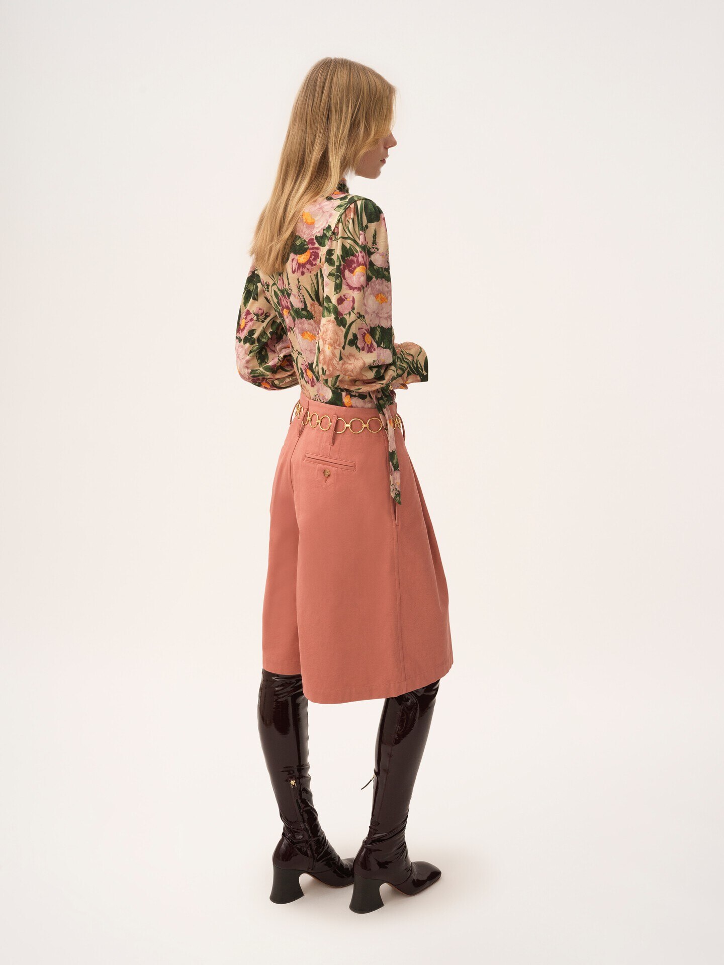 Buttoned mock-neck top in wool jersey - 6