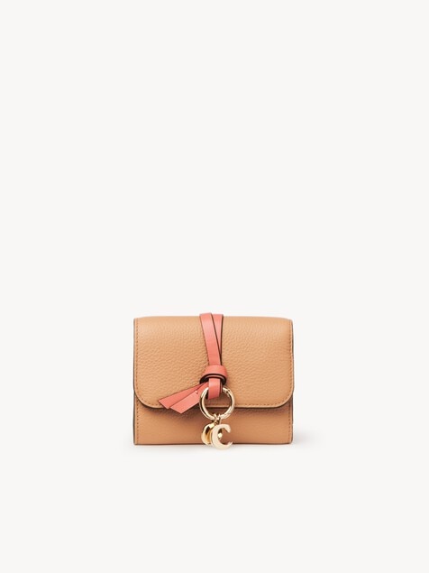 Small Alphabet tri-fold in grained leather