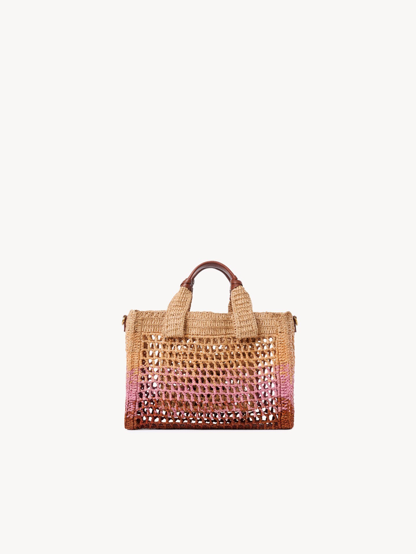 Bolso tote Summer Banana East-West peque&ntilde;o con correa de rafia - 5